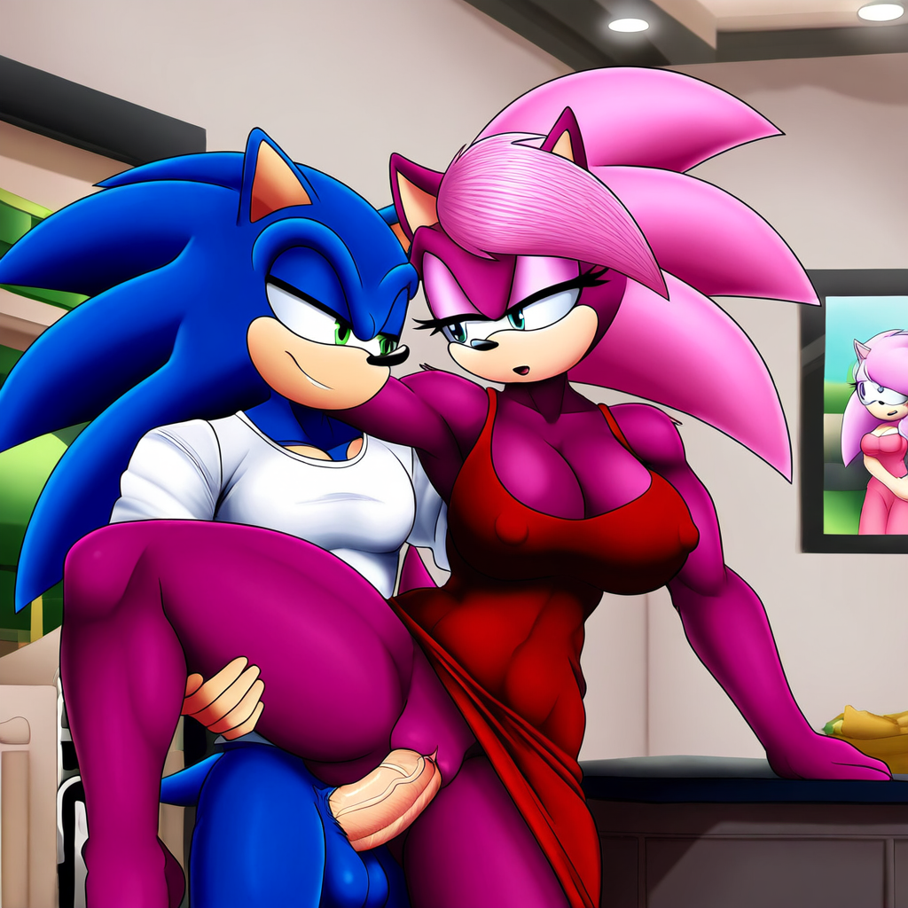 ai_generated ass blue_body breasts female green_eyes incest magenta_fur male male/female pink_hair sex sonia_the_hedgehog sonic_(series) sonic_the_hedgehog sonic_the_hedgehog_(series) sonic_underground straight veiny_penis