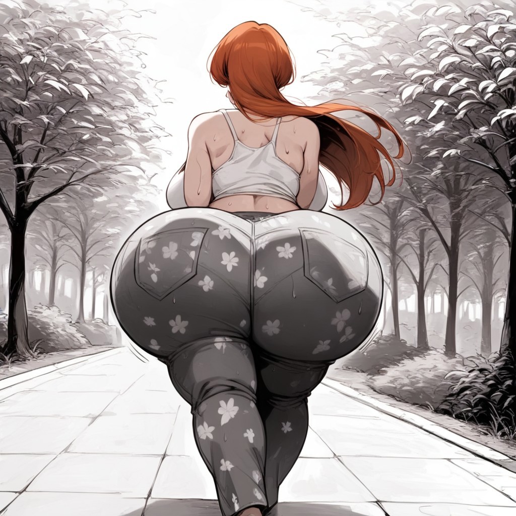 1girls ai_assisted ai_generated big_ass big_breast bleach civitai forbidden_pants huge_ass inoue_orihime kalagod monochrome shamidou_maichimonji_(ai_generated) solo thick_thighs wide_hips