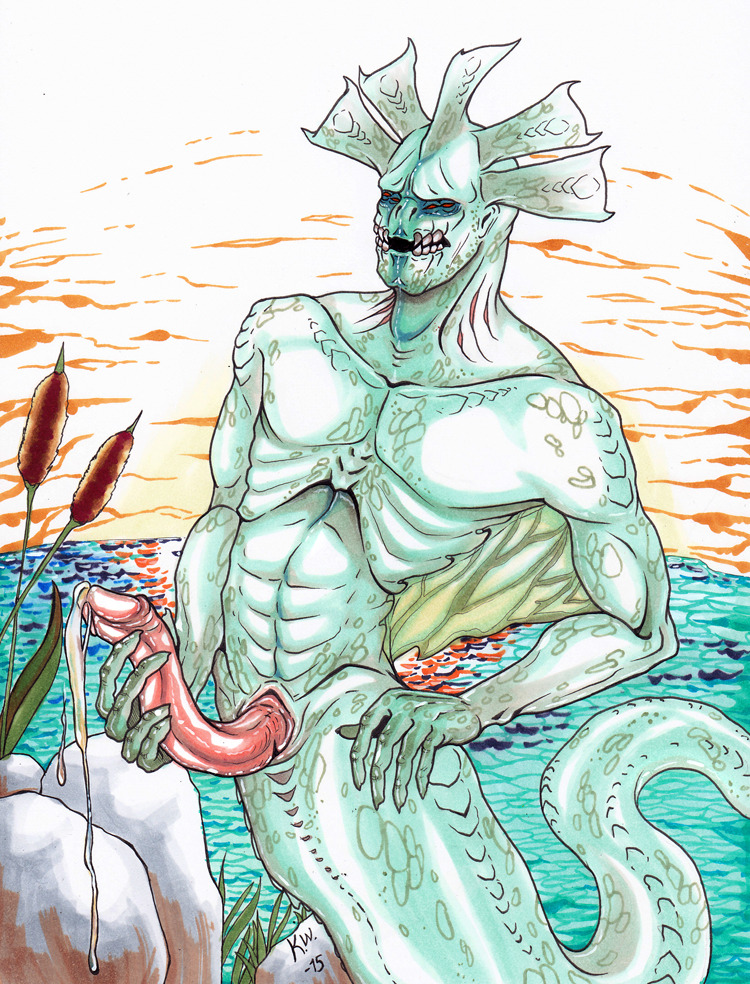 cum erection karhumies male male_only merfolk merman monster penis