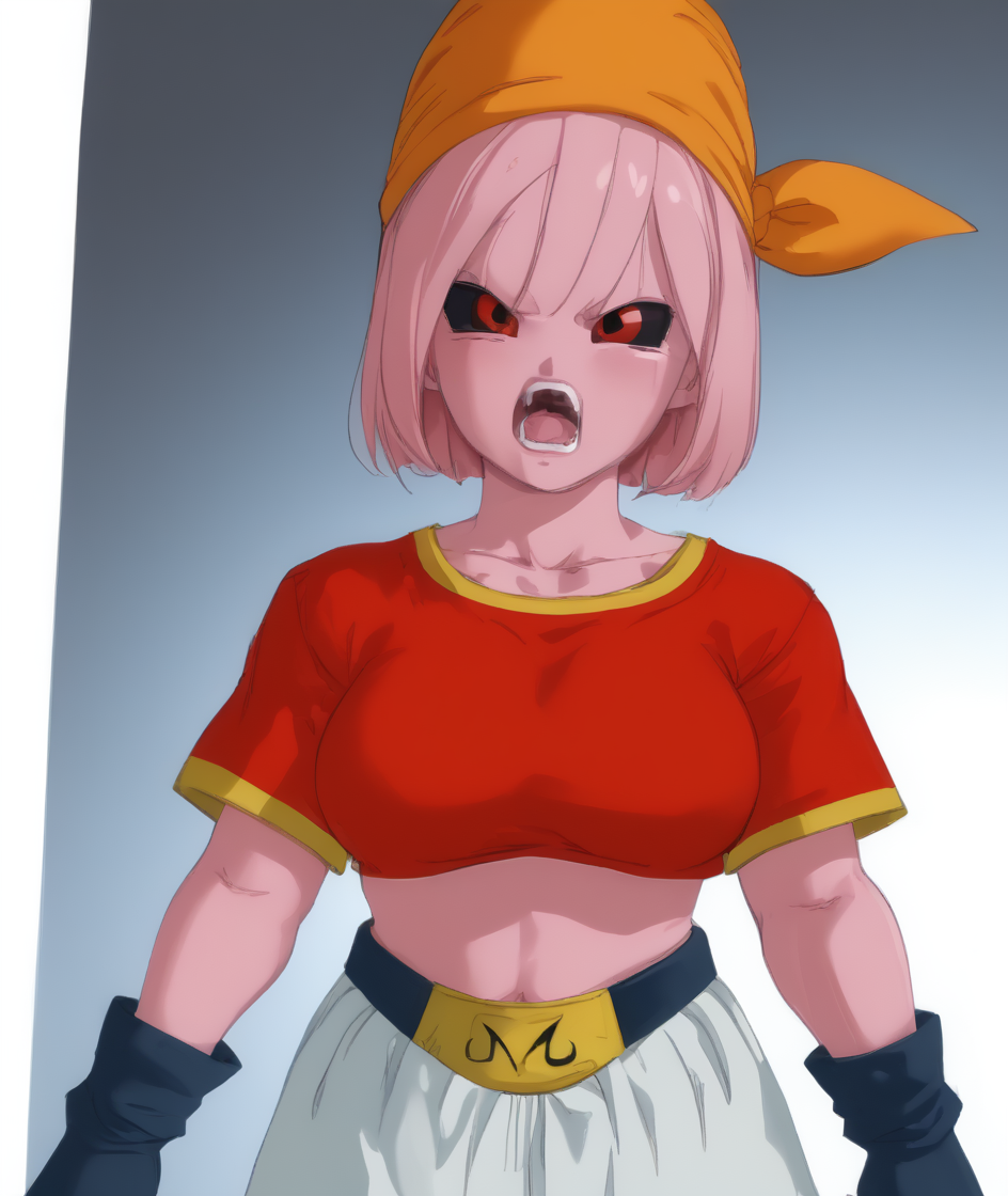 absorbed absorbtion ai_generated dragon_ball fusion kid_buu majin_buu monsterification pan_(dragon_ball) transformation