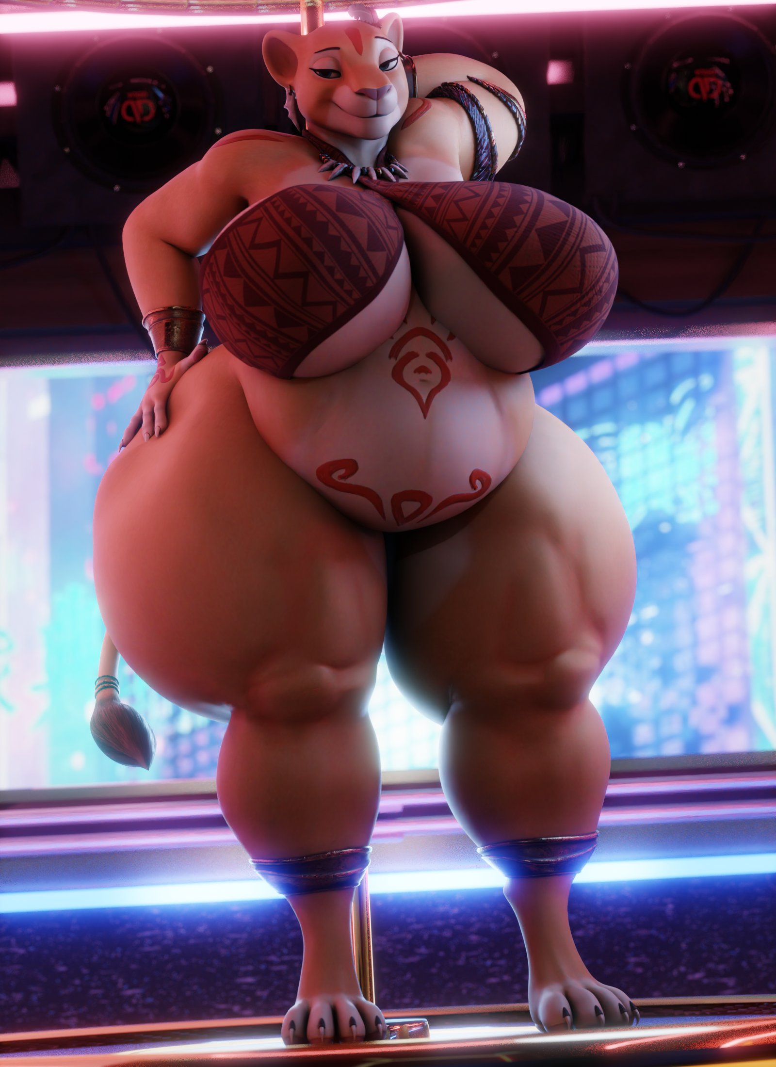 1girls, 3d, anthro, coolmaster98, female, tiger, voluptuous, voluptuous female