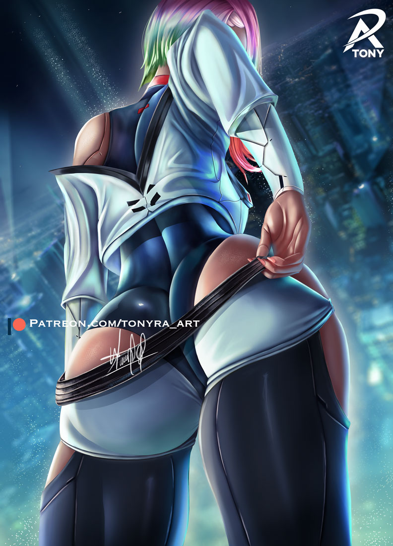 ass, ass focus, big ass, cd projekt red, cyberpunk 2077, cyberpunk: edgerunners, female, female only, light skin, light-skinned female, lucyna kushinada, studio trigger, tonyraart