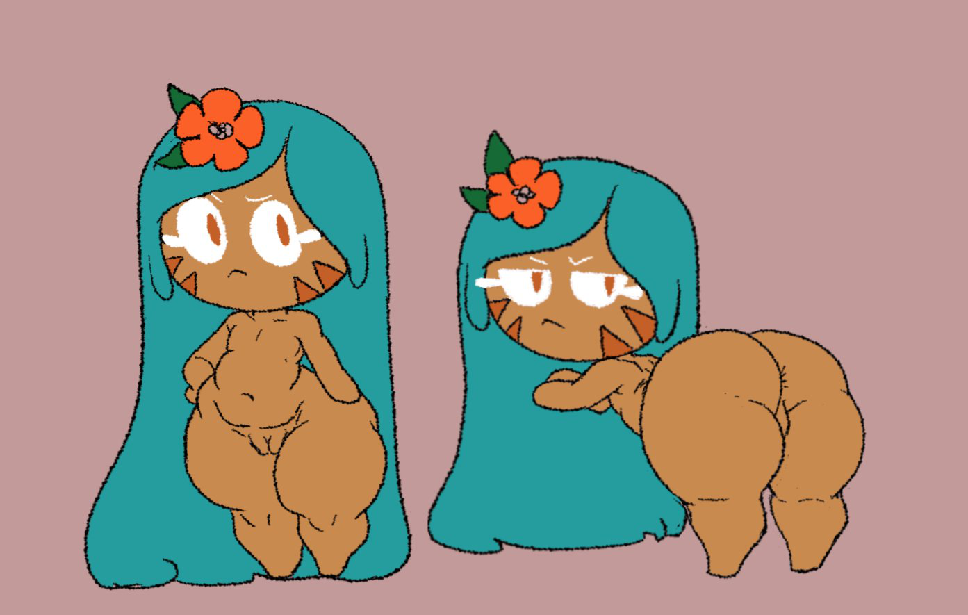 1girls, 4 kooying, anus, anus peek, ass, breasts, completely nude, cookie run, female, female only, food creature, full body, huge ass, humanoid, naked, naked female, nude, nude female, pussy, small breasts, solo, solo female, thick thighs, tiger lily cookie, wide hips