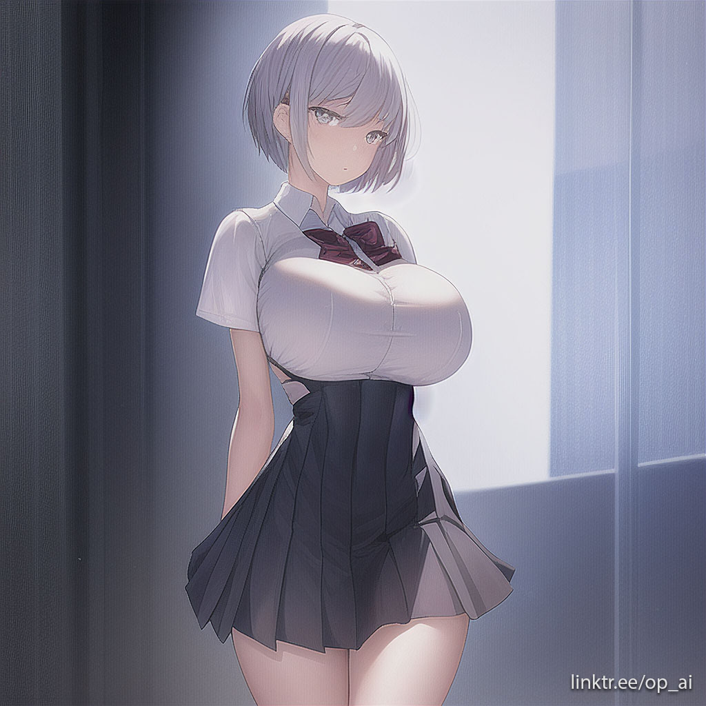 ai_generated large_breasts op_ai school_uniform schoolgirl short_hair skirt tagme white_hair