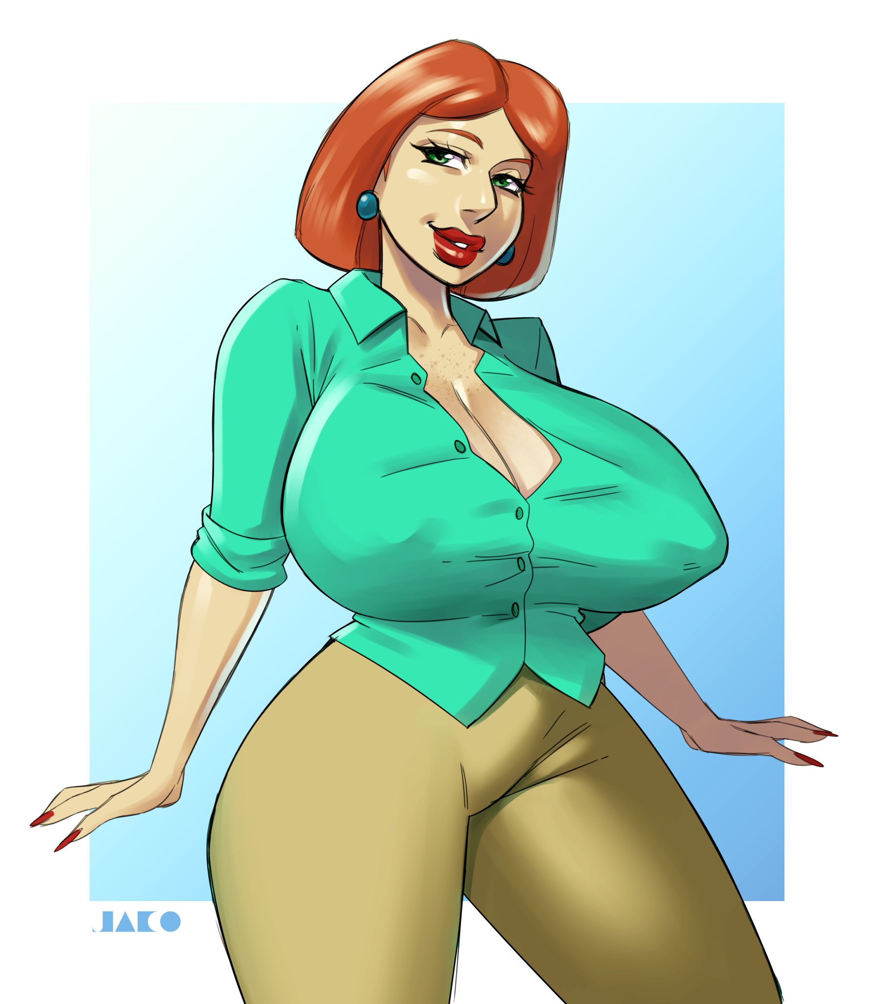 1girls, 20th century fox, ass, athletic, athletic female, big ass, big breasts, breasts, busty, cleavage, curvaceous, curvy, digital drawing (artwork), digital media (artwork), family guy, female, female only, fit, fit female, hips, hourglass figure, huge ass, huge breasts, human, iacolare, jacogram, large ass, large breasts, legs, light skin, light-skinned female, lips, lois griffin, milf, mother, red head, thick, thick legs, thick lips, thick thighs, thighs, top heavy, upper body, voluptuous, wide hips