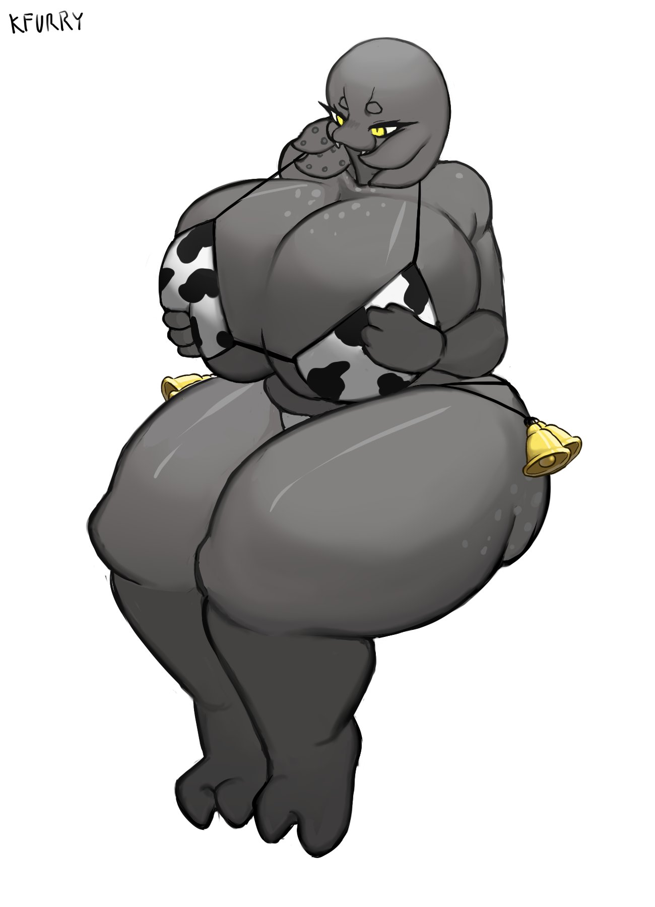 ass, big ass, big breasts, breasts, cow print, curvy ellite, earless, elite (halo), female, female sangheili, halo (series), huge breasts, sangheili, thick thighs