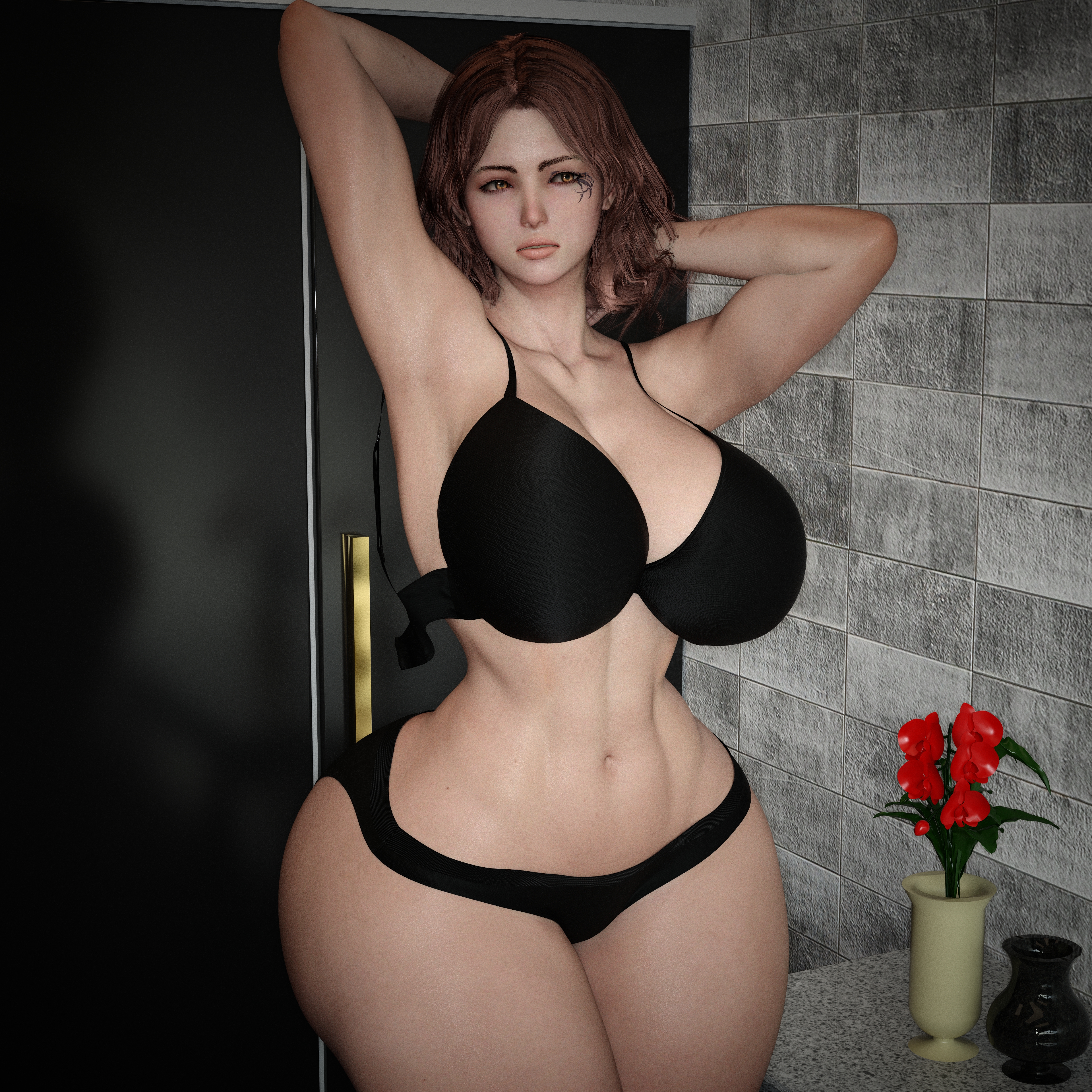 1girls, 3d, 3d (artwork), abs, ass, big ass, big breasts, bikini, breasts, brown eyes, brown hair, elden ring, female, female only, fromsoftware, light skin, light-skinned female, melina (elden ring), thick, thighs, voluptuous female