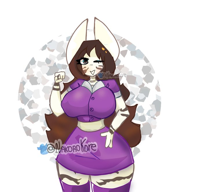 big_breasts furry long_hair nakorokore piggy_(game) purple_dress roblox roblox_game tagme twitter_username watermark zebra_girl zizzy_(piggy)