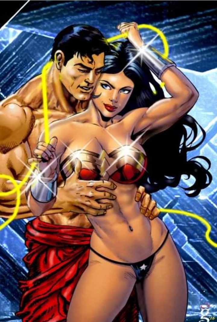 1boy, 1girls, artist request, big breasts, breasts, clark kent, curvy, curvy female, dc, dc comics, diana prince, female, g-string, kal-el, kryptonian, male, male/female, muscular, muscular male, superhero, superheroine, superman, superman (clark kent), superman (series), thong, wide hips, wonder woman, wonder woman (series)