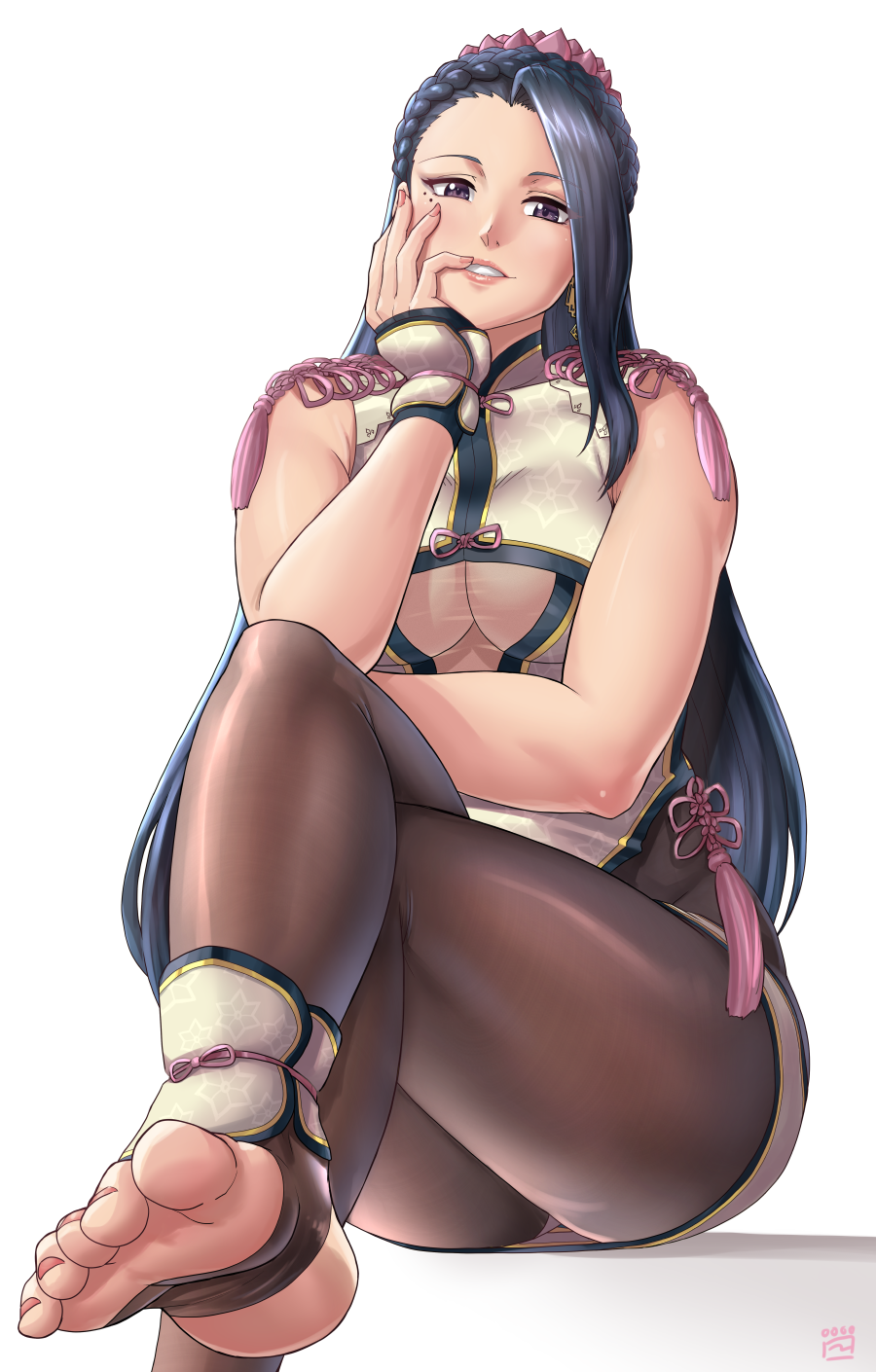 crossed_legs feet female female_only finalcake king_of_fighters looking_at_viewer luong_(kof) nail_polish seductive toes