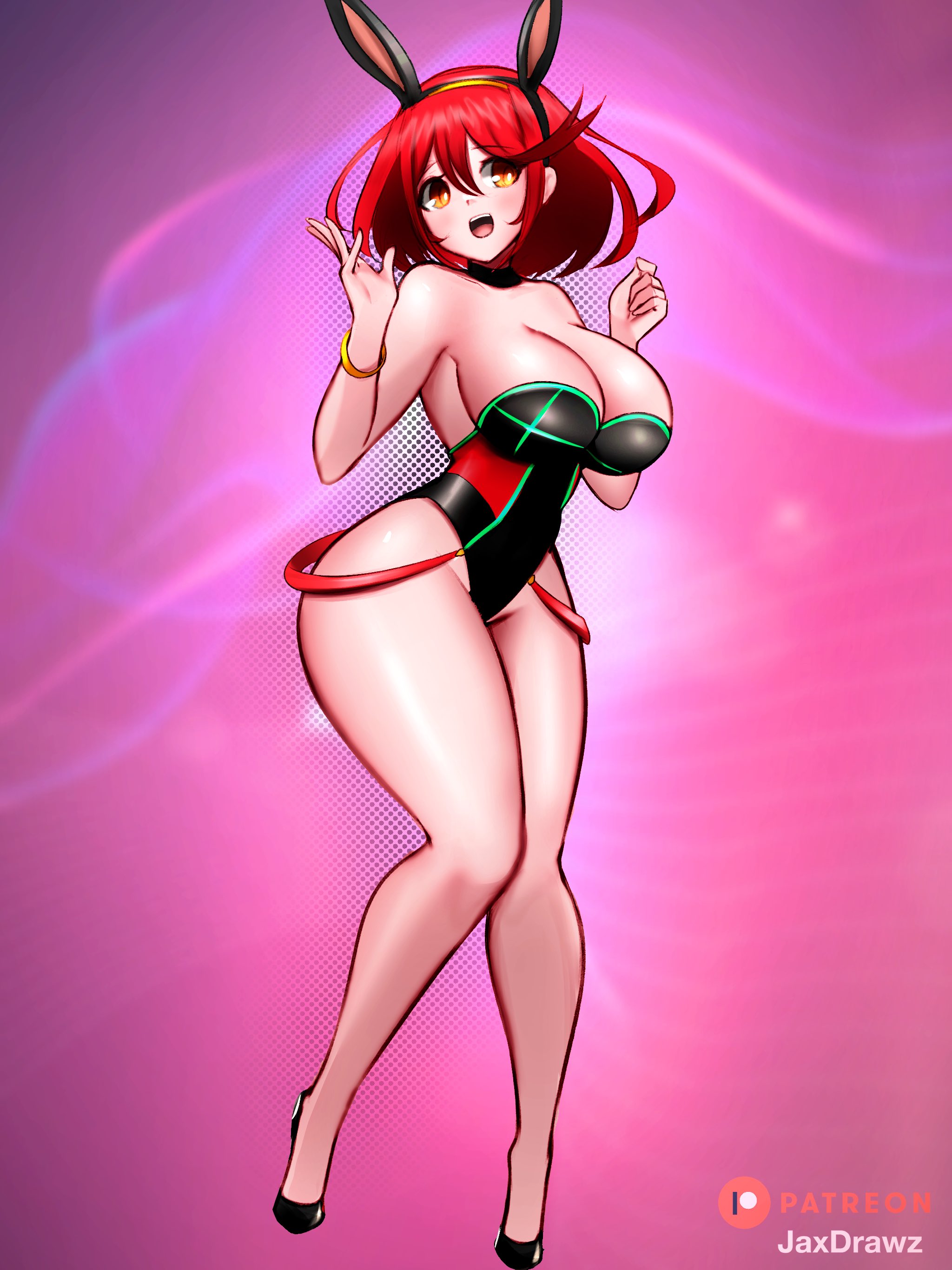 breasts, bunny ears, female, female only, jaxartdump, jaxdrawz, nintendo, open mouth, pyra, solo, tagme, xenoblade (series), xenoblade chronicles 2