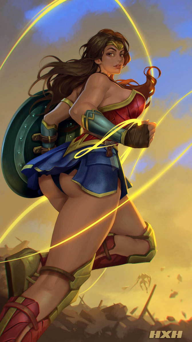1girls, artist name, artist request, ass, big ass, black hair, dc, dc comics, female, female only, lasso of truth, light skin, light-skinned female, shield, solo, straight hair, superheroine, tiara, wonder woman, wonder woman (series)