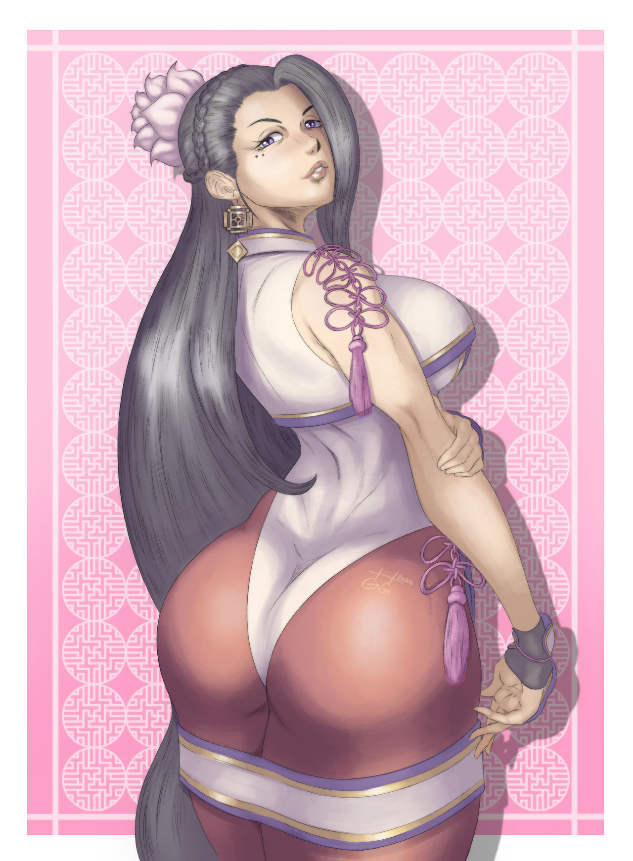 ass, big ass, big butt, female, female only, gage 199x, king of fighters, looking at viewer, looking back, luong (kof), video games