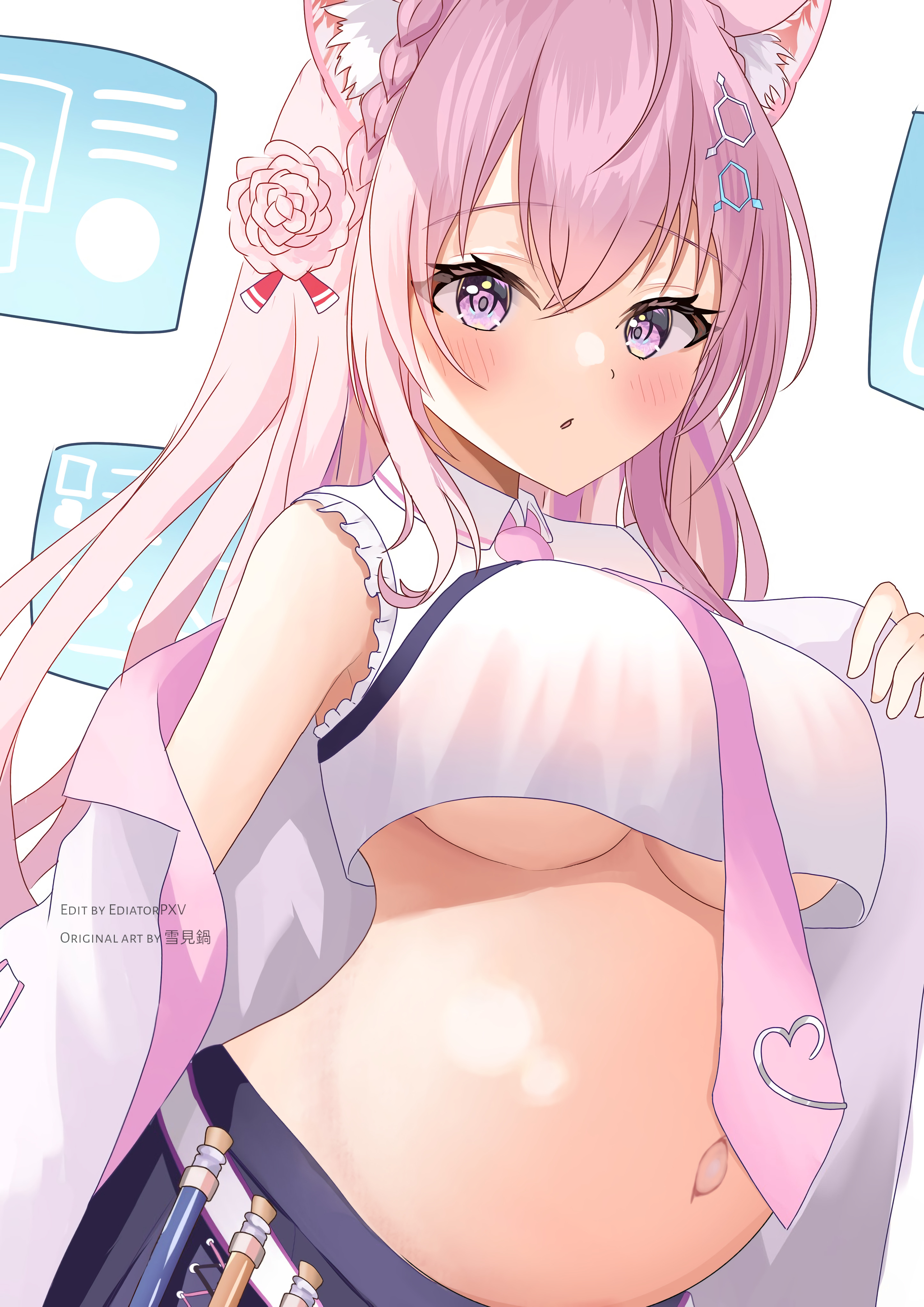 1girls, big belly, breasts, coyote ears, female, hakui koyori, hololive, hololive japan, holox, pregnant, underboob, virtual youtuber, vtuber