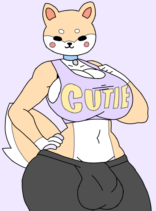 1futa 2d anthro big_breasts bulge clothed clothing cute fully_clothed furry furry_futa furry_intersex furry_only futa_only futanari intersex penis shiba shiba_inu solo sport sports_bra sportswear standing thick_thighs wide_hips