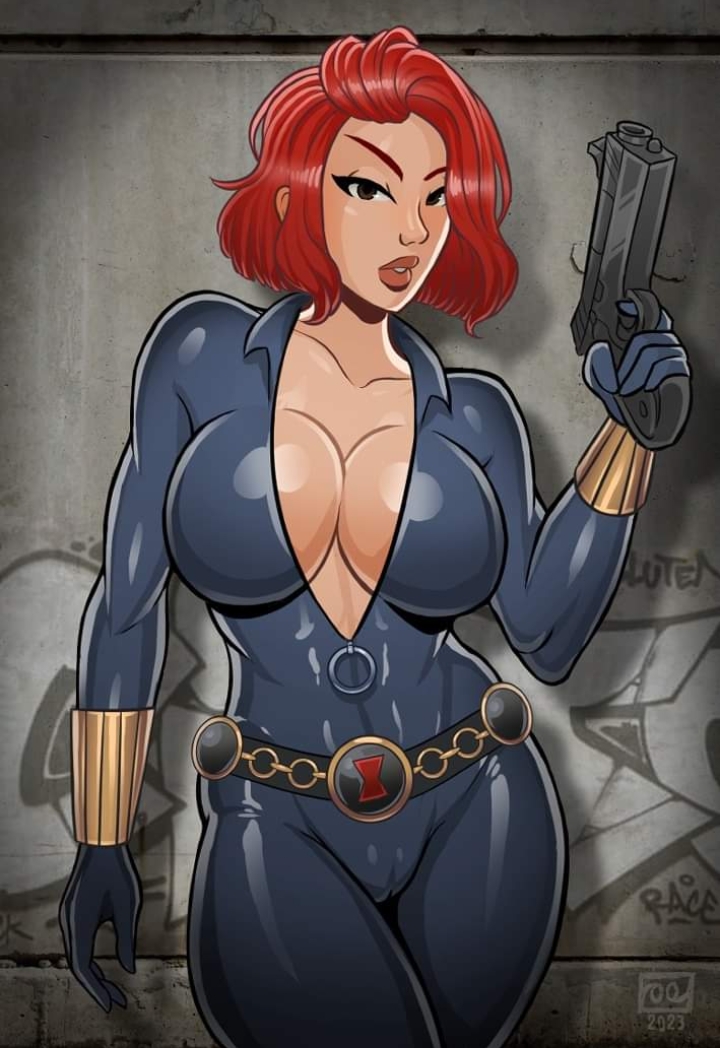 1girls, 2023, artist request, big breasts, black widow (marvel), breasts, curvy, curvy figure, female, female only, fully clothed, light skin, light-skinned female, marvel, marvel comics, natasha romanoff, red hair, scarlett johansson, short hair, solo, straight hair, superheroine, voluptuous, voluptuous female, wide hips