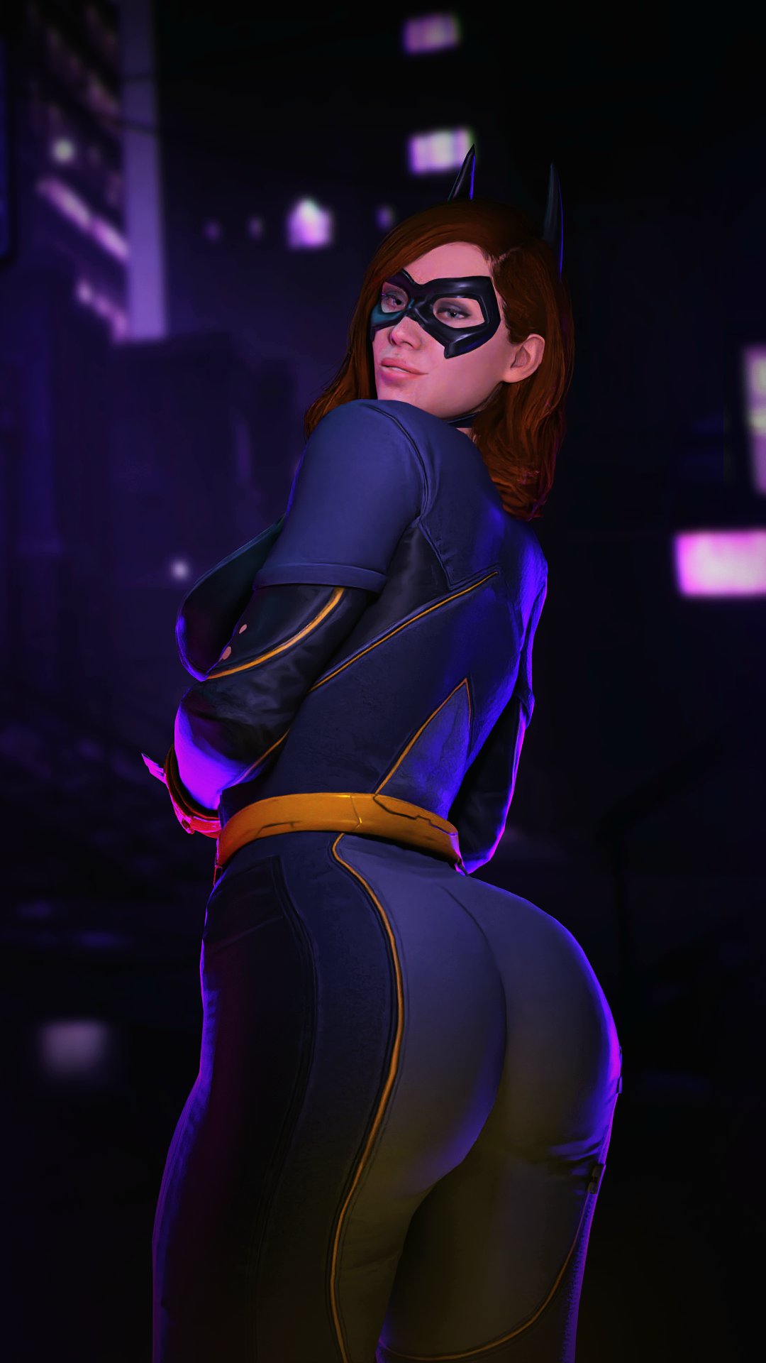 1girls, 3d, artist request, ass, ass focus, barbara gordon, batgirl, batgirl (gotham knights), batman (series), big ass, dc, dc comics, female, female only, fully clothed, gotham knights, red hair, solo, superheroine, tight clothing, wide hips