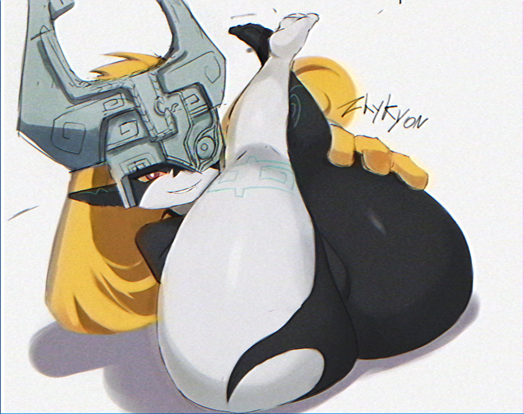 1girls, anthro, artist signature, ass, blonde hair, feet, female, helmet, huge ass, imp, imp midna, midna, presenting hindquarters, shortstack, smile, the legend of zelda, twilight princess, yamyamshimete (artist)