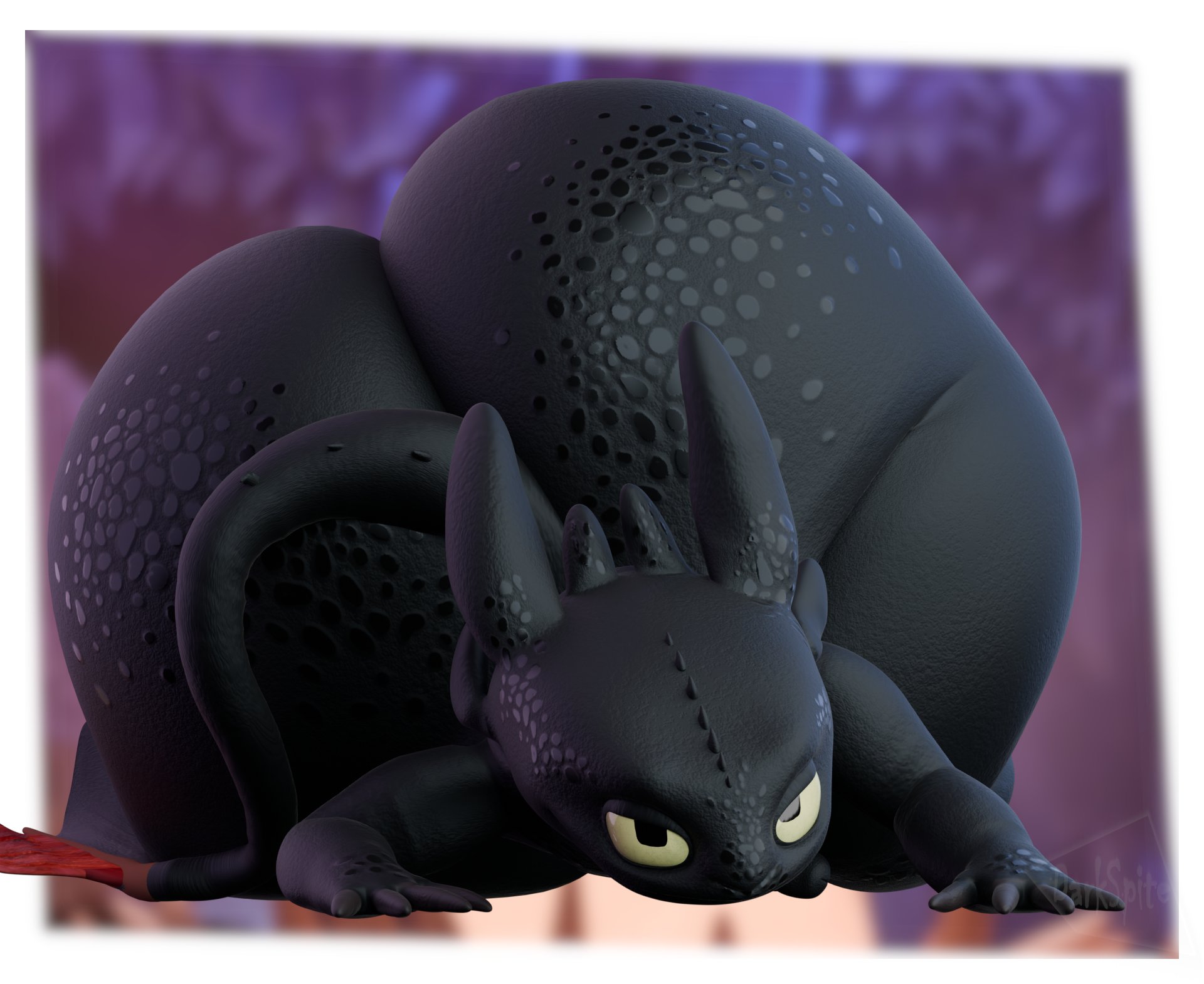 2025, 3d (artwork), 4 fingers, anthro, ass, big ass, big butt, black body, black scales, darkspite, digital media (artwork), dragon, dreamworks, english description, european mythology, femboy, fingers, front view, fury (httyd), gay, gay anal, gay male, gay sex, head spikes, hi res, homosexual, homosexual male, how to train your dragon, huge ass, huge butt, hyper, hyper ass, hyper butt, kneeling, male, male penetrated, male/male, mouth closed, mythological creature, mythological scalie, mythology, narrowed eyes, night fury, on ground, pupils, scales, scalie, solo, solo male, spikes, spikes (anatomy), square pupils, tail, thick thighs, toothless, western dragon