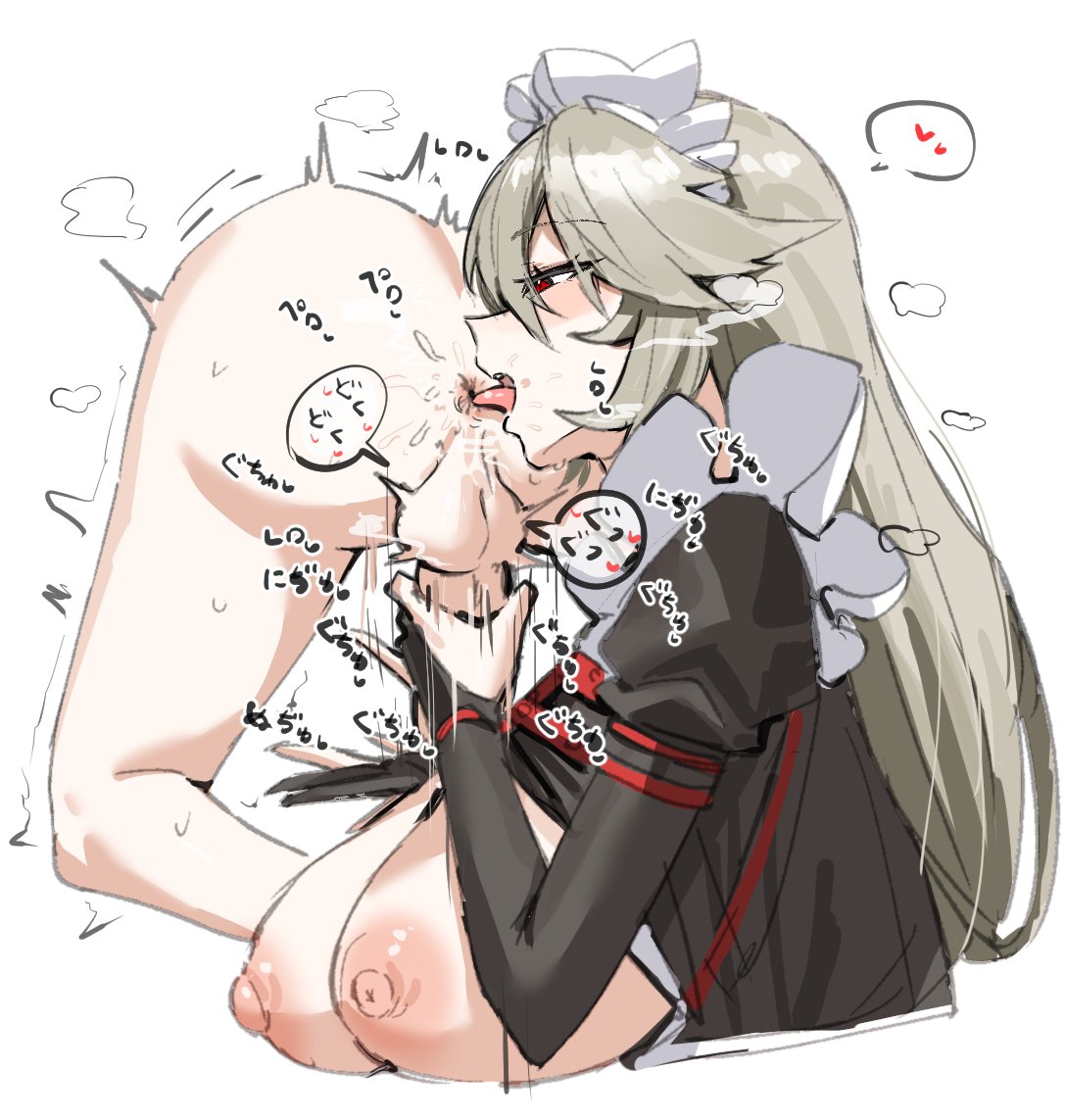 1boy 1girls alexandrina_sebastiane big_breasts exposed_breasts female female_rimming_male handjob handjob_from_behind horn/wood large_breasts licking licking_ass long_hair maid maid_headdress maid_uniform male nude_male nude_male_clothed_female rimjob rimming rimming_male tagme tongue white_background zenless_zone_zero