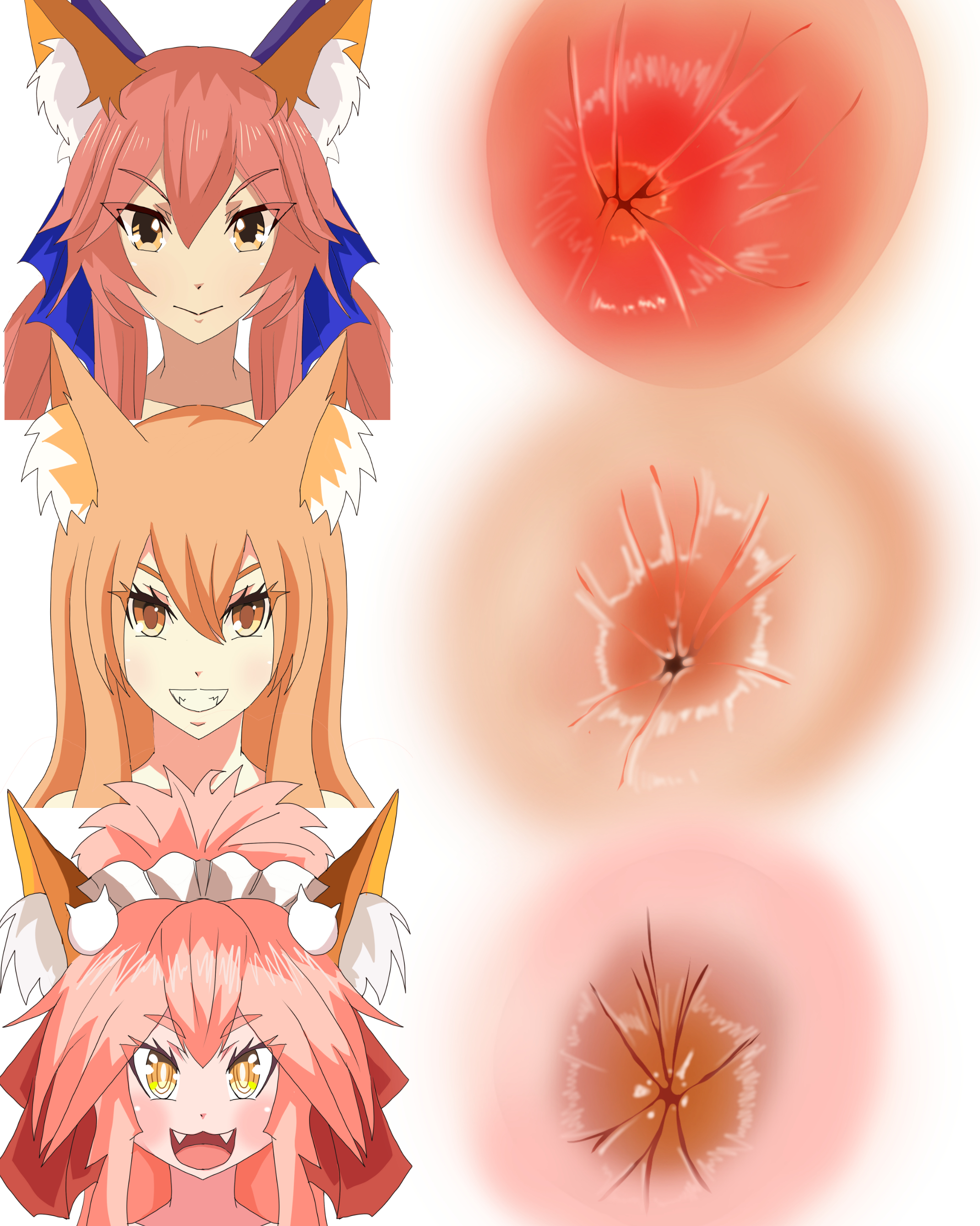 3girls, anus, anus chart, anus focus, ass, asshole, blush, clenched teeth, comparing, fate (series), fate/extra, fate/extra ccc, fate/grand order, female, female only, fox girl, momisan, multiple females, multiple girls, smile, suzuka gozen (fate), tagme, tamamo cat, tamamo no mae (fate)