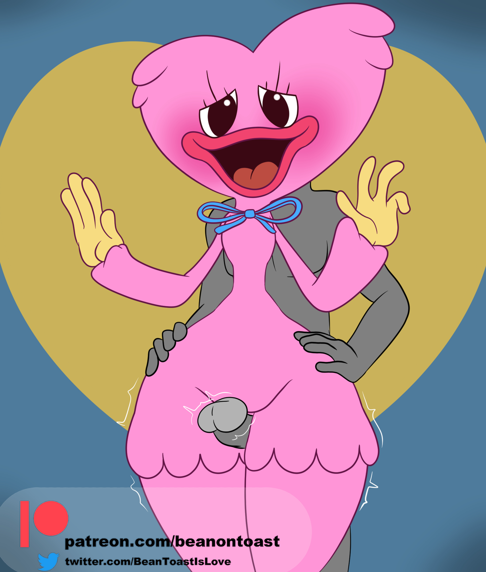 beanontoast, female, kissy missy, male, penis, pink fur, poppy playtime, straight, thigh sex, unseen male face