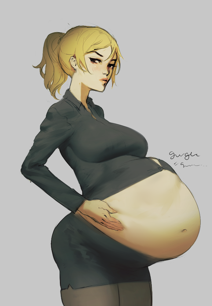 1girls belly big_belly blonde_female blonde_hair blush breasts business business_attire business_suit business_woman digestion embarrassed exposed_belly kveis looking_at_viewer office_lady original original_character post_digestion post_vore sketch vore vore_belly