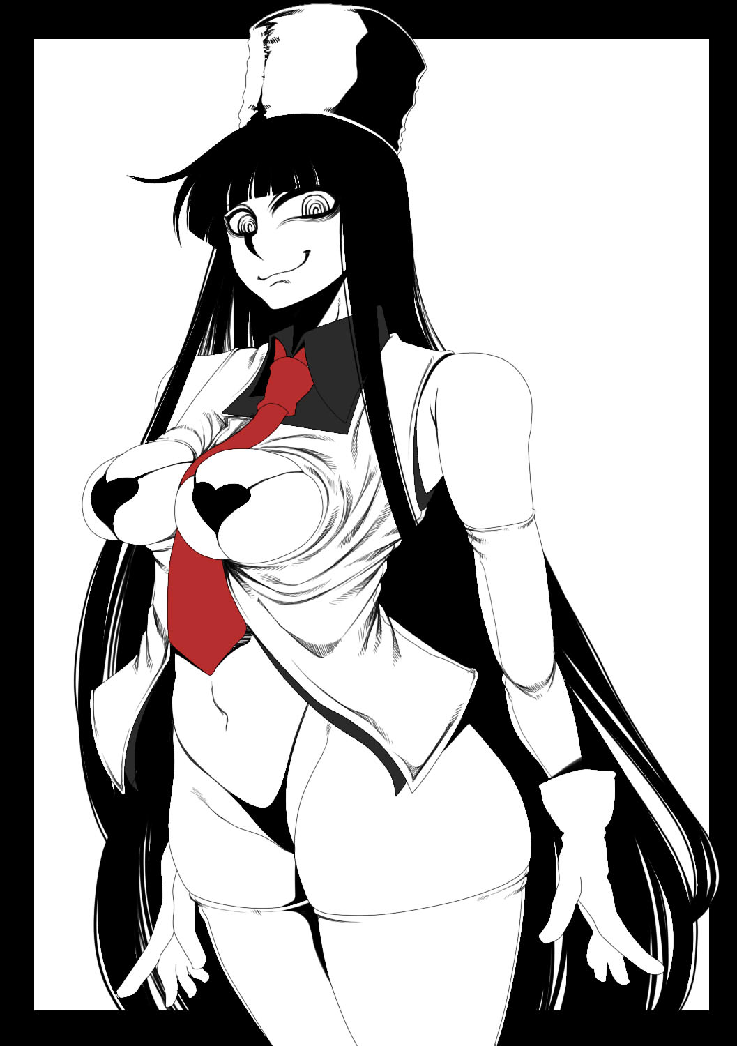 black_bra black_panties canon_genderswap girlycard hellsing long_hair looking_at_viewer stockings thong vampire