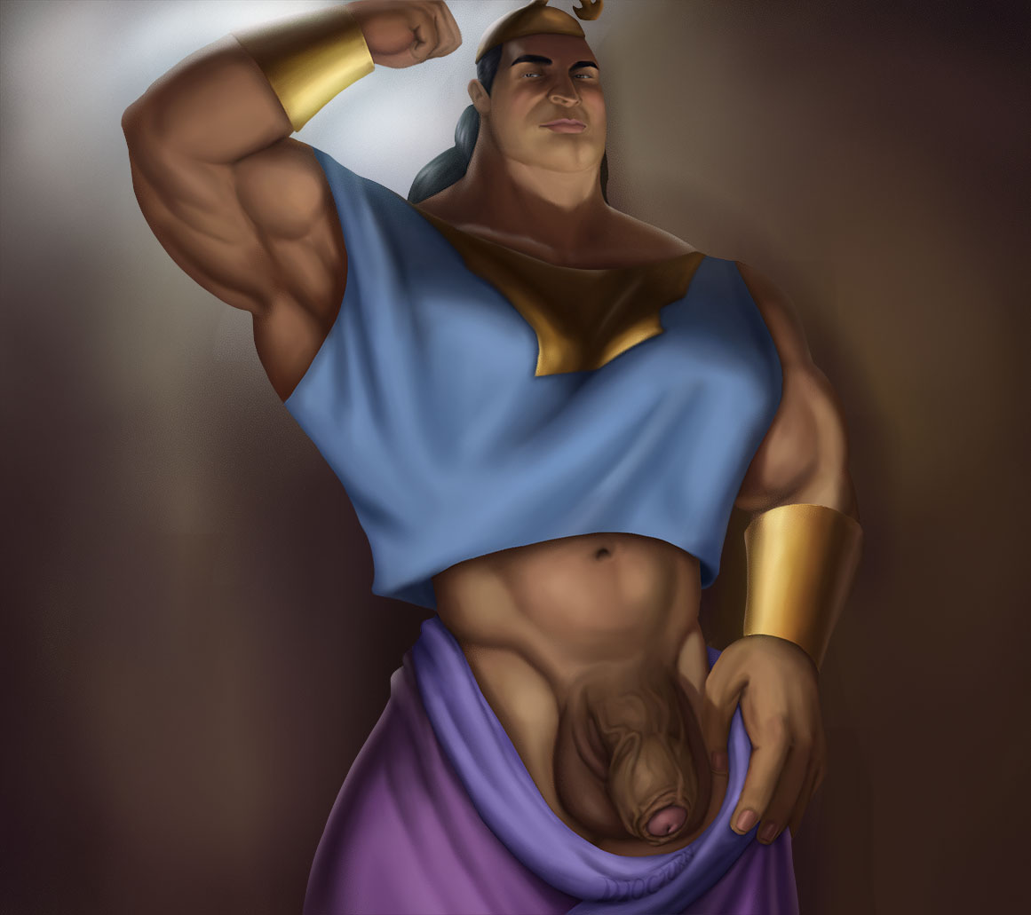 1boy 1male bara diocturn disney flaccid flaccid_penis foreskin gay human kronk long_hair_male male male_only muscles muscular muscular_male penis solo solo_male the_emperor's_new_groove veiny_penis