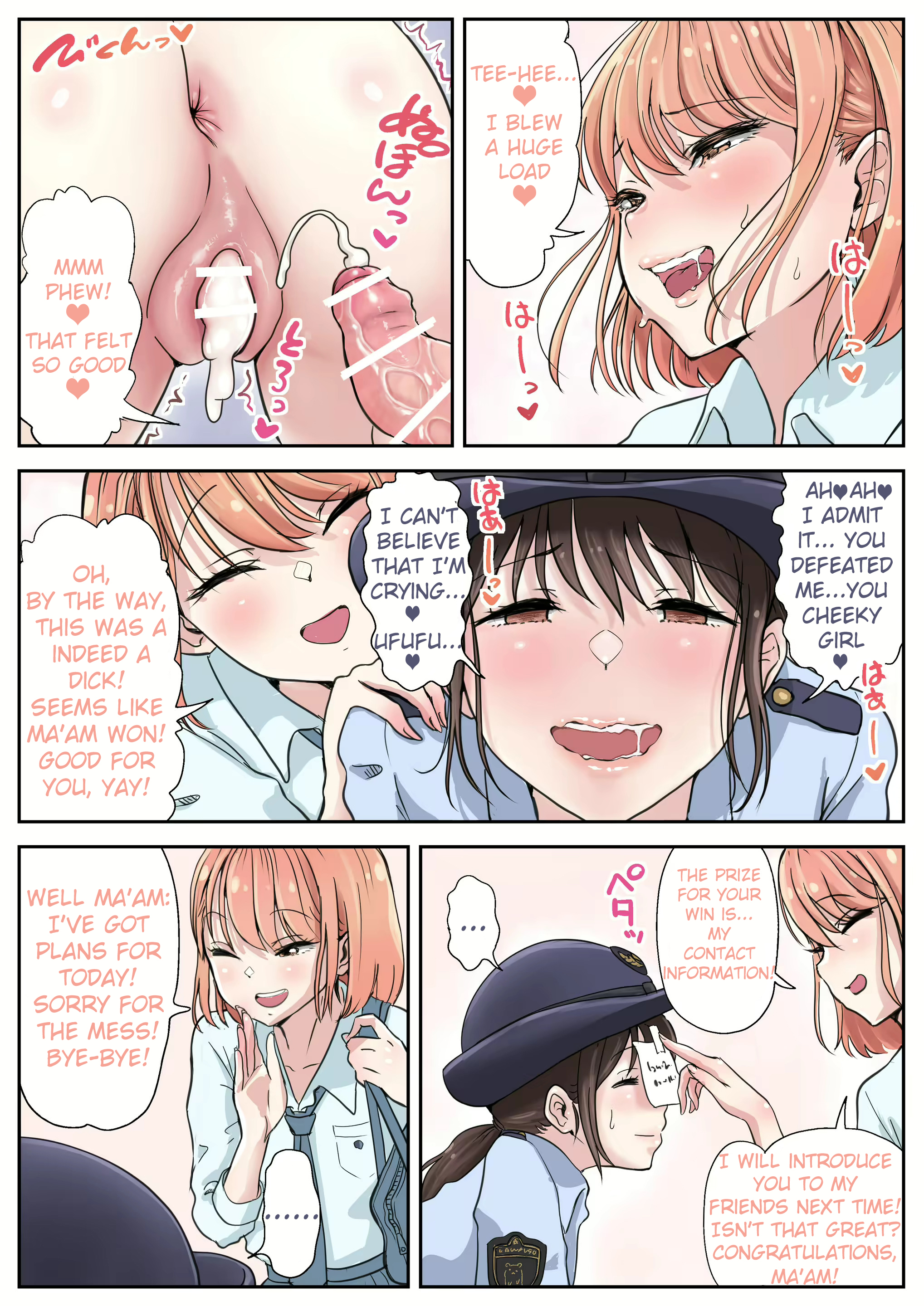 1futa, 1girls, 2023, after creampie, after ejaculation, after orgasm, after sex, after vaginal, age difference, all fours, anus, ass, bag, balls, big ass, blush, bottomless, breasts, brown eyes, brown hair, censored, closed eye, closed eyes, clothed, clothing, comic, comic page, creampie, cum, cum in pussy, cum inside, dialogue, edit, ejaculation, english text, erect penis after sex, erection, exposed penis, eye closed, eyes closed, female, femsub, futa on female, futadom, futanari, heart, hi res, high resolution, highres, holding bag, holding object, human, intersex, leaking, leaking cum, leaking pussy, light skin, light-skinned female, light-skinned futa, long hair, medium hair, note, open mouth, orange eyes, orange hair, original, original character, panties, partially clothed, penis, penis under clothes, penis under skirt, police, police hat, police officer, police uniform, policewoman, ponytail, public, public nudity, public sex, pussy, school uniform, schoolgirl, sex, skirt, skirt lift, small penis, small penis adoration, speech bubble, standing, sweat, text, text bubble, thick thighs, third-party edit, tie, torogao, translated, tricked into sex, tsubame (arur87839), vaginal, vaginal penetration, vaginal sex, wet, wet penis, wet pussy, wide hips, wink, winking