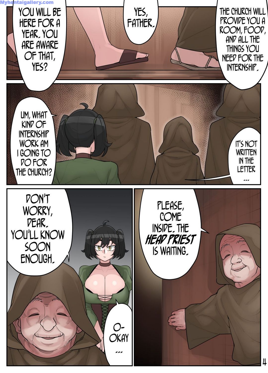 1girls, 3boys, comic, comic page, dialogue, ekz, english, english text, female, male, page 4, rosette (ekz)