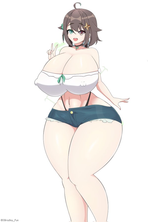 1girls big_ass big_breasts big_thighs bradleyfun? former_idol_corp_member hair_ornament idol_corp idol_es indie_virtual_youtuber latam_virtual_youtuber light-skinned_female light_skin meica nipples peace_sign short_hair source_request thighs v virtual_youtuber vtuber