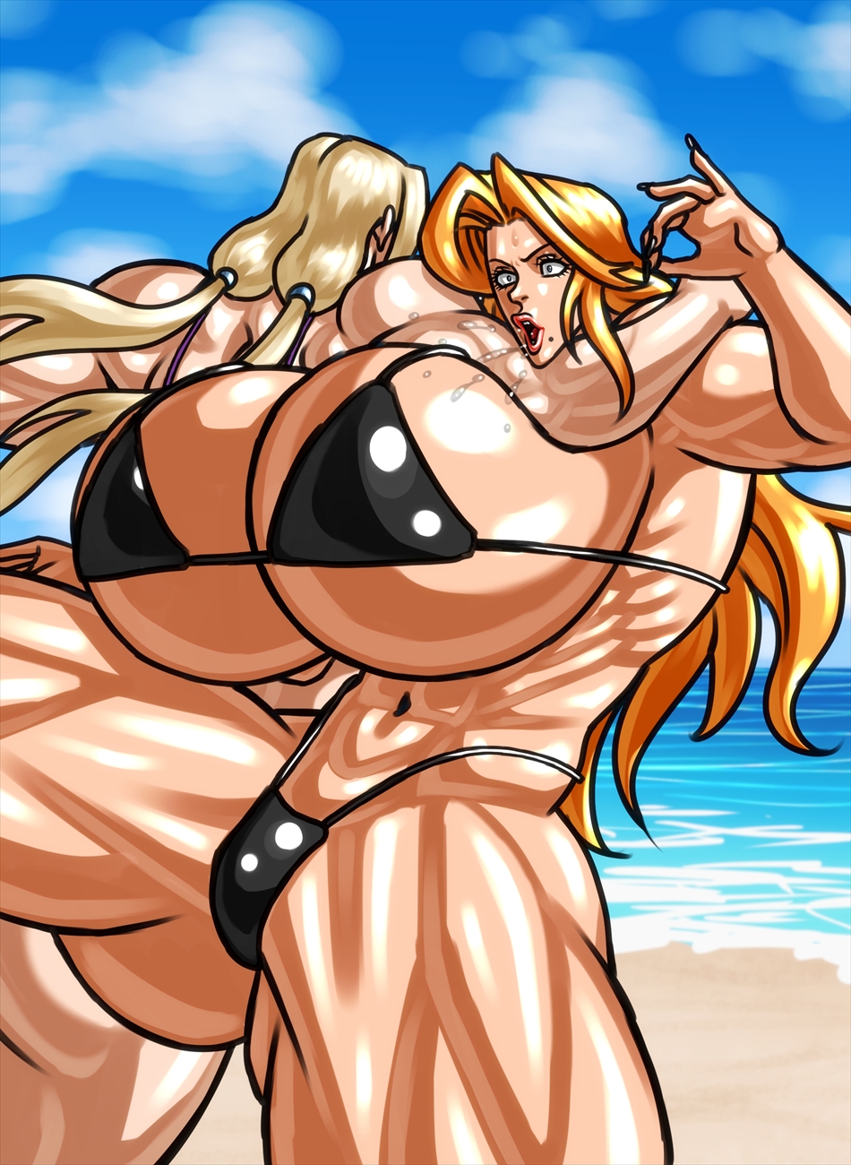 ass beach beauty_mark big_ass big_butt bikini bleach breasts catfight clothesline clouds crossover gigantic_breasts lariat matsumoto_rangiku mole mole_under_mouth muscle muscle_worship muscles muscular naruto naruto_(series) naruto_shippuden negoto_(nego6) ryona sky thick_thighs thighs toned toned_body tsunade wide_hips wrestling