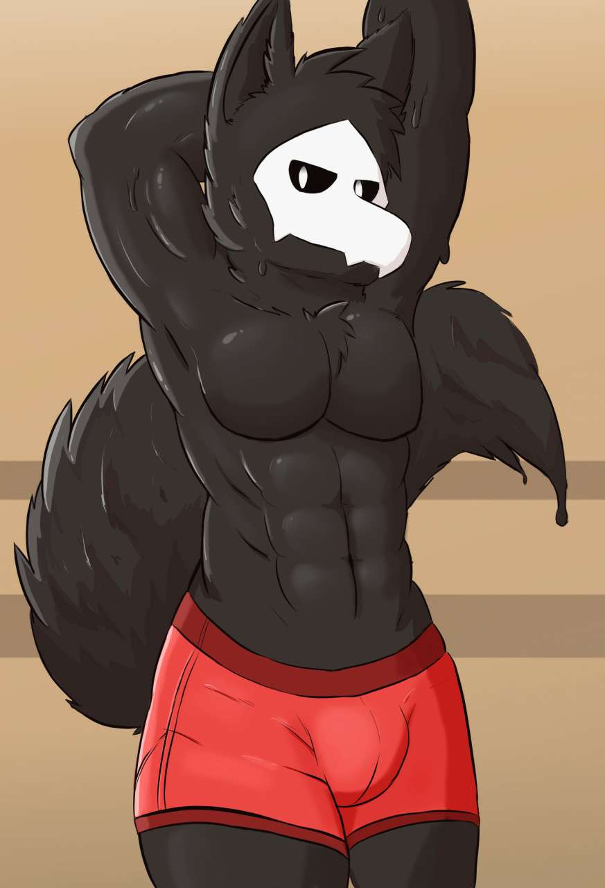 black_goo buffed bulge changed_(video_game) dark_latex furry goo looking_at_viewer male male_only muscular_anthro posing puro_(changed) underwear