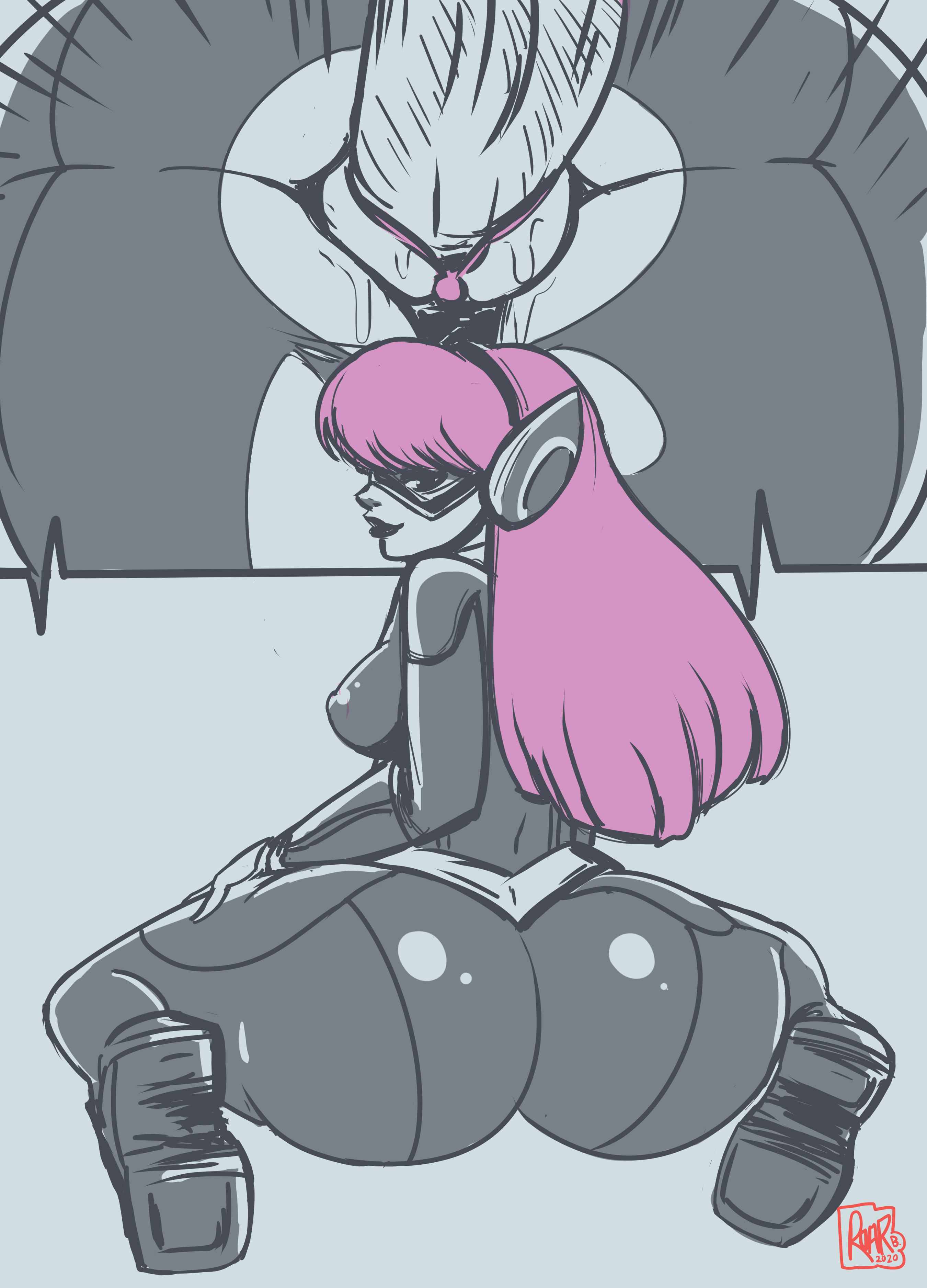 ass, big ass, female, huge ass, infiltrator irelia, irelia xan, league of legends, male, mask, penis, pink hair, pussy, roarbutter, sex, silver age series, wide hips