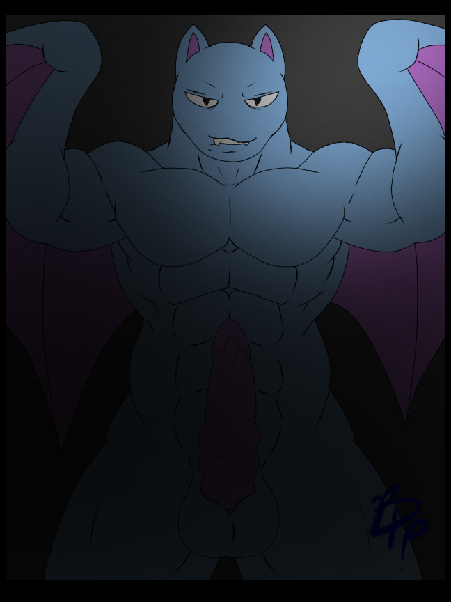 abs anthro color front_view golbat male male_only muscles nude penis pokemon solo tagme wings