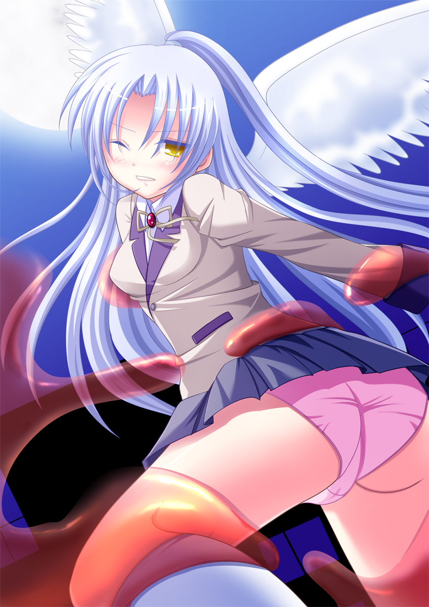 1girls angel_beats! angel_wings female kanade_tachibana pointy_chin tagme tenshi tentacle