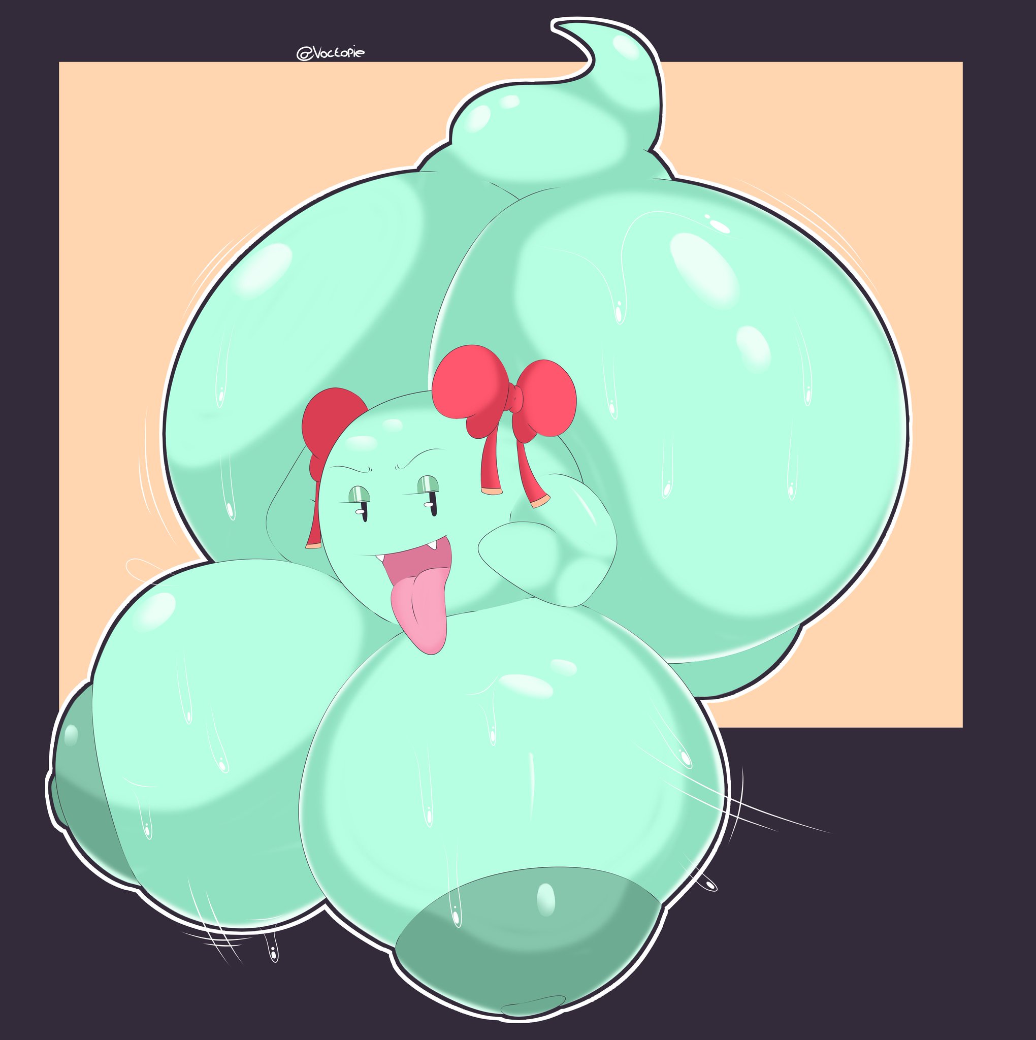 ass, ass bigger than head, ball with boobs, ball with hyper features, big ass, big breasts, boo (mario), breasts, breasts bigger than head, breasts focus, female, female only, ghost, ghost girl, huge ass, huge breasts, hyper, hyper ass, hyper breasts, hyper butt, hyper nipples, lady bow, mario (series), nintendo, nude, paper mario, shortstack, voctopie