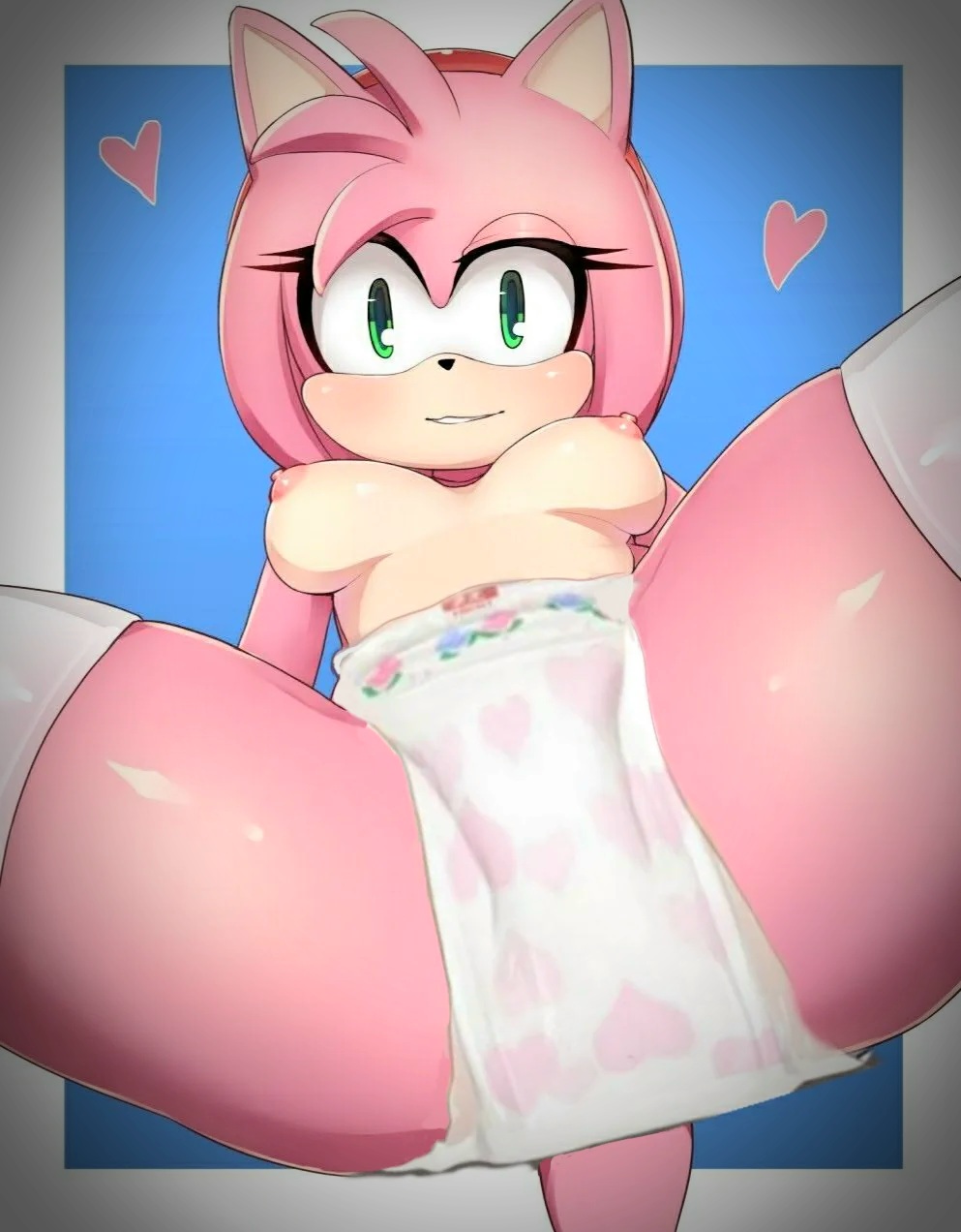 amy_rose diaper diaper_fetish joosi solo sonic_(series) sonic_the_hedgehog_(series)