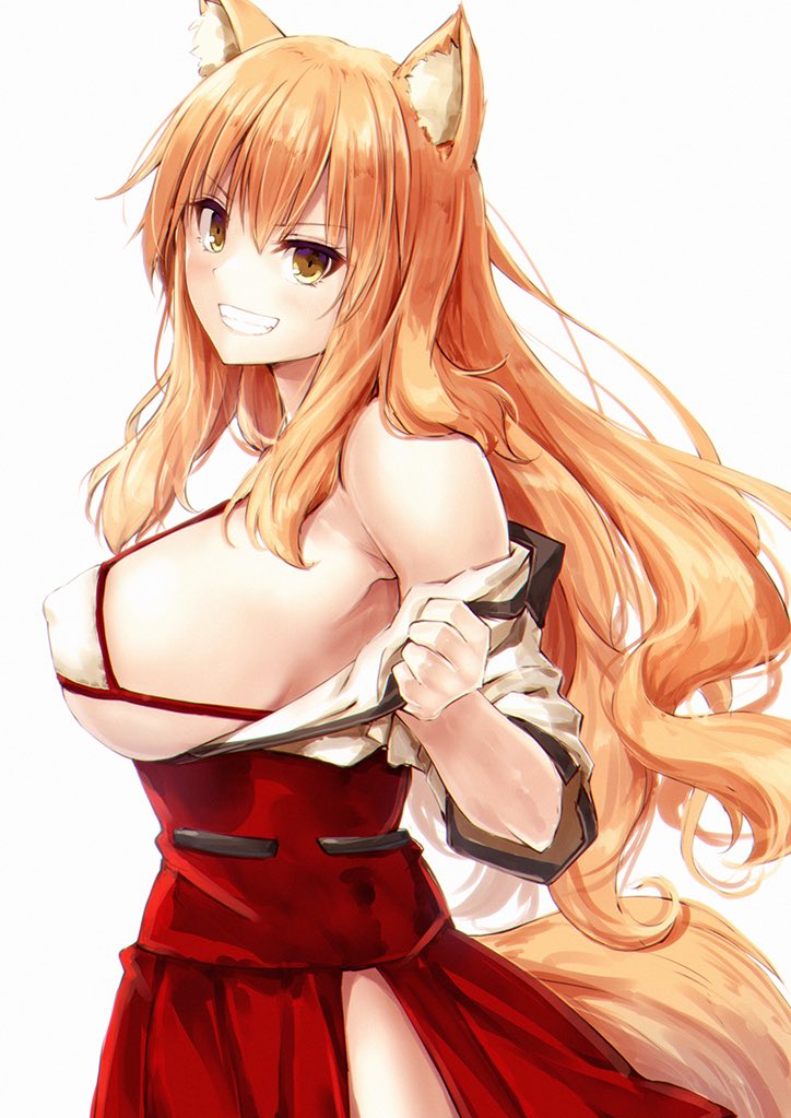 1girls big_breasts bra fate/extra_ccc fate/grand_order fate_(series) female fox_ears fox_girl fox_tail kemonomimi large_breasts nipple_bulge side_view sideboob smile solo suien suzuka_gozen_(fate) tagme underwear