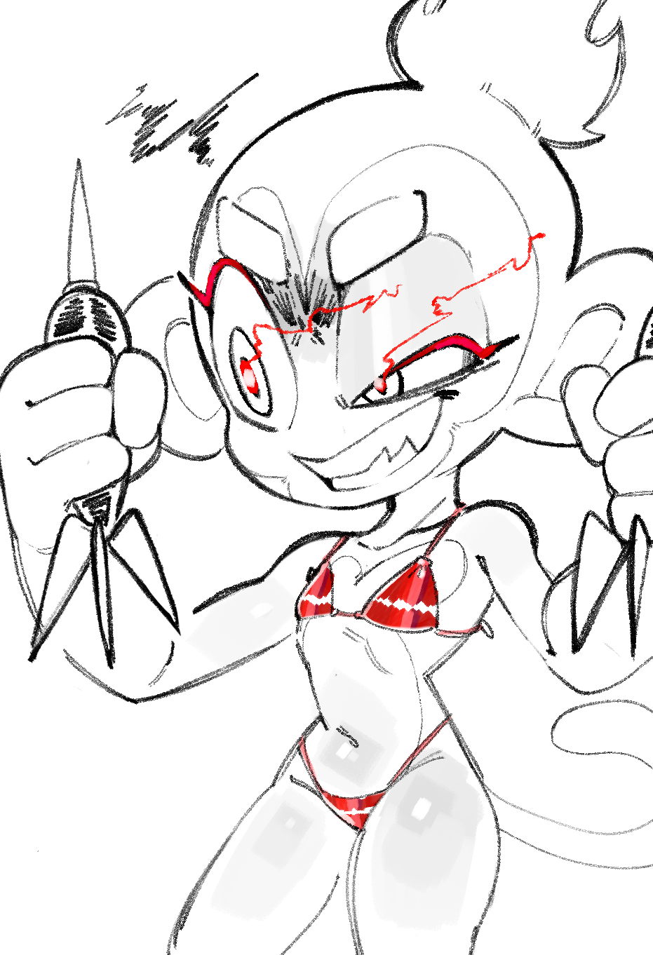 bloons_tower_defense dart_monkey electricity goatboydraws primate red_eyes swimsuit