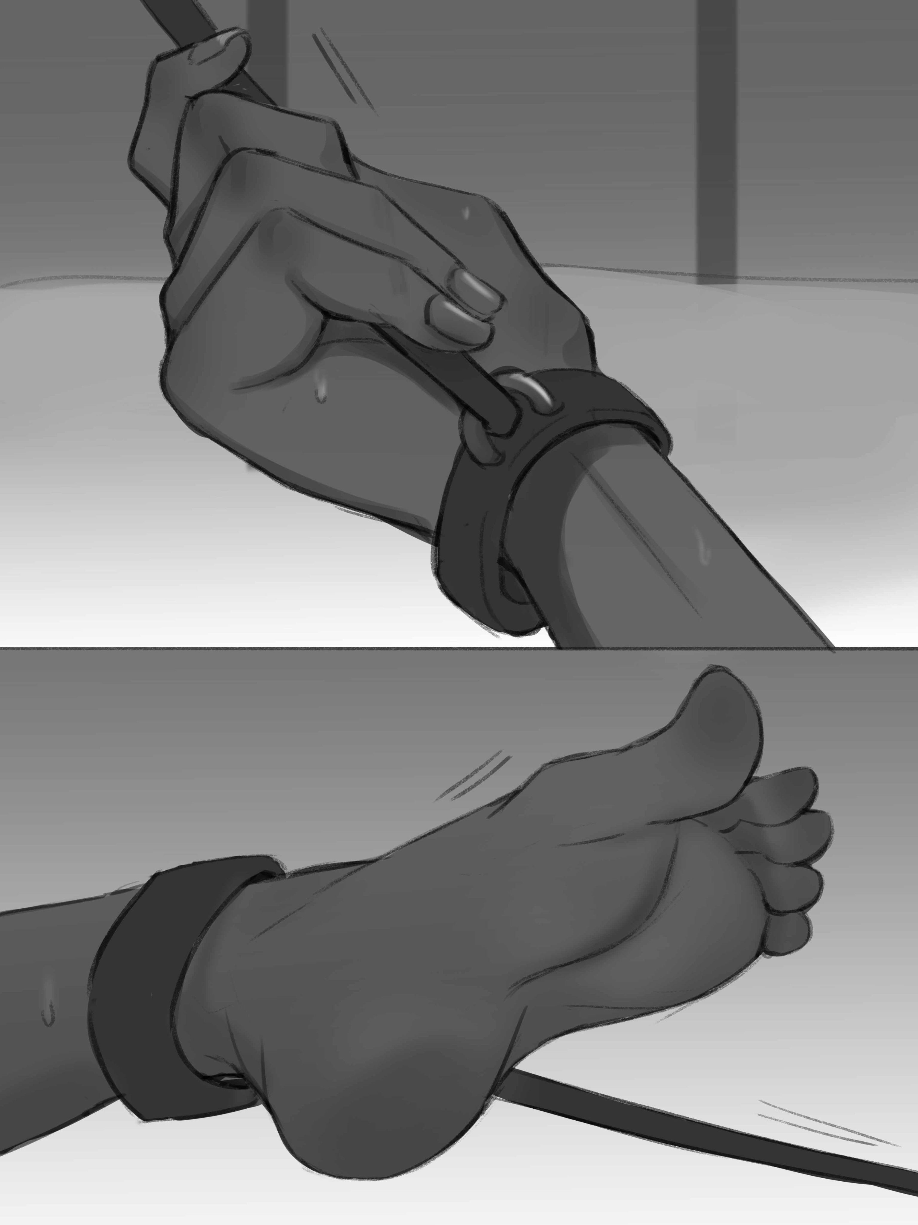 arms tied, barefoot, bdsm, bdsm gear, bdsm outfit, bondage, bondage outfit, chained, chained up, chained wrists, chains, comic, couple, feet, feet up, female, femsub, foot fetish, foot focus, handcuffed, handcuffs, hands tied, hi res, high resolution, highres, husband and wife, ino yamanaka, legs tied, legs up, male, married couple, monday mint, monochrome, naruto, naruto (series), naruto shippuden, naruto: the last, restrained, restrained arms, restrained legs, restraints, sai, shounen jump, soles, story, straight, submissive, submissive male, sweat, sweatdrop, tied up, toes