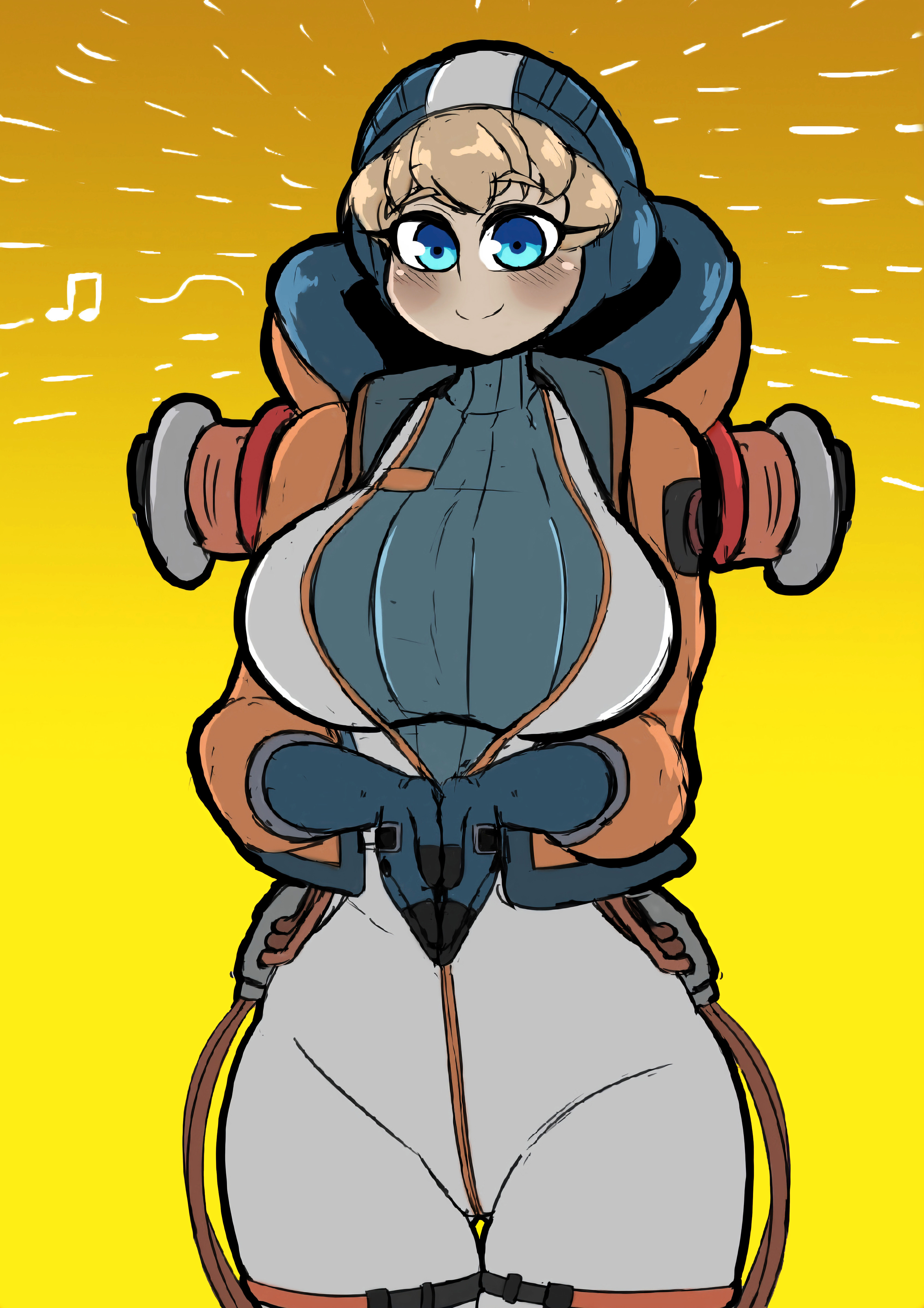 alternate breast size, apex legends, ass, belt, big ass, big breasts, big butt, big hips, big pussy, big thighs, blush, blush lines, body transformation, breast expansion, breast growth, breast growth (enlargement), breast hold, breast squeeze, breasts, breasts out, bursting breasts, cameltoe, electronic arts, expansion, female, figure transformation, hourglass figure, jumpsuit, looking at another, outgrowing clothes, pussy, respawn entertainment, simple background, stretched clothing, thick, thick ass, thick hips, thick legs, thick thighs, tight clothes, tight clothing, tights, transformation, wattson (apex legends)