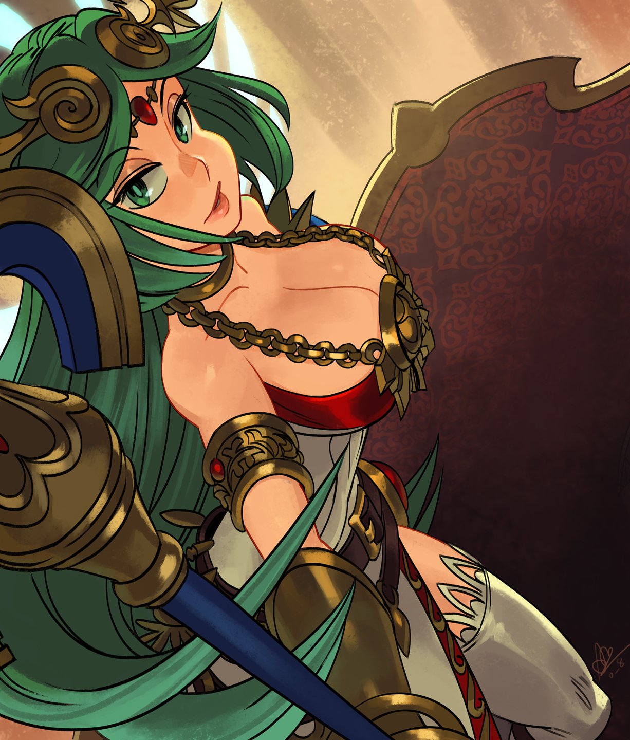 alex_ahad female green_hair horny kid_icarus long_hair nintendo palutena white_skin