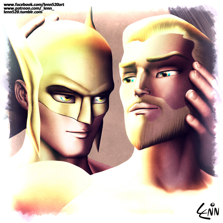 2boys aquaman aquaman_(series) arthur_curry artist_request beard blonde_hair blue_eyes carter_hall dc dc_comics duo hawkman hawkman_(series) helmet homo_erotic homosexual justice_league light-skinned_female light-skinned_male male male_only nude nude_male smile superhero yaoi