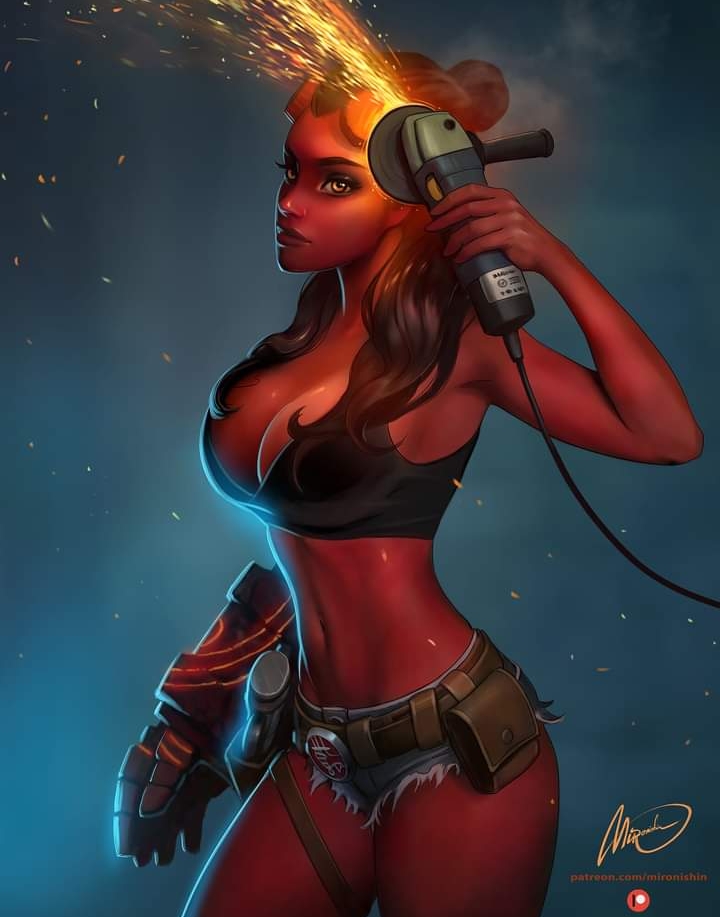 1girls big_breasts breasts curvy curvy_female curvy_figure demon_girl female female_only hellboy hellboy_(series) hellgirl mironishin red_skin rule_63 solo voluptuous voluptuous_female wide_hips