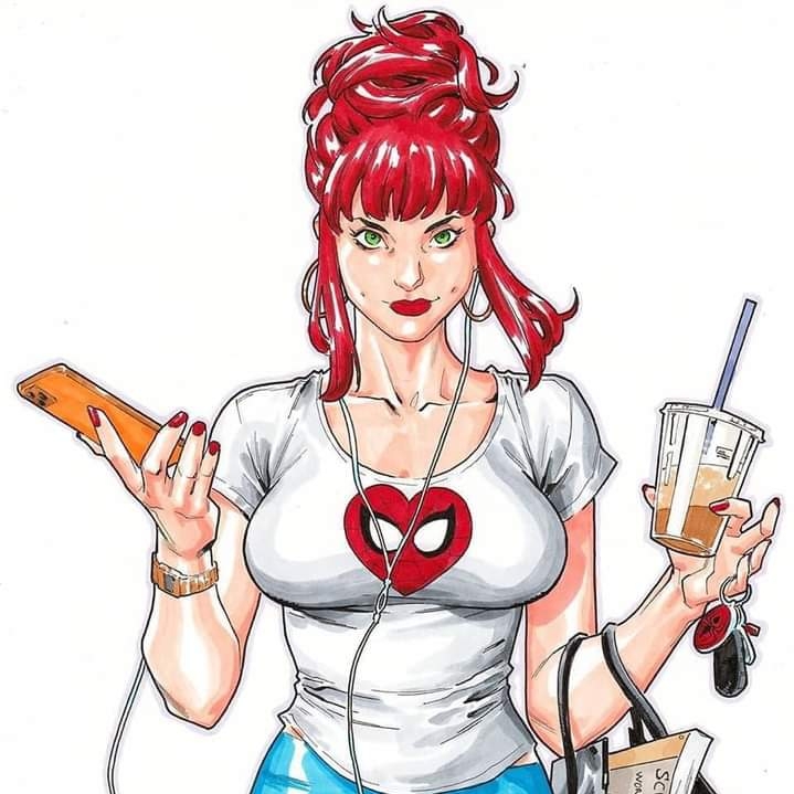 1girls big_breasts breasts carlos_gomez curvaceous curvy curvy_female curvy_figure female female_only human light-skinned_female light_skin lipstick marvel marvel_comics mary_jane_watson red_hair red_lipstick solo straight_hair voluptuous voluptuous_female wide_hips