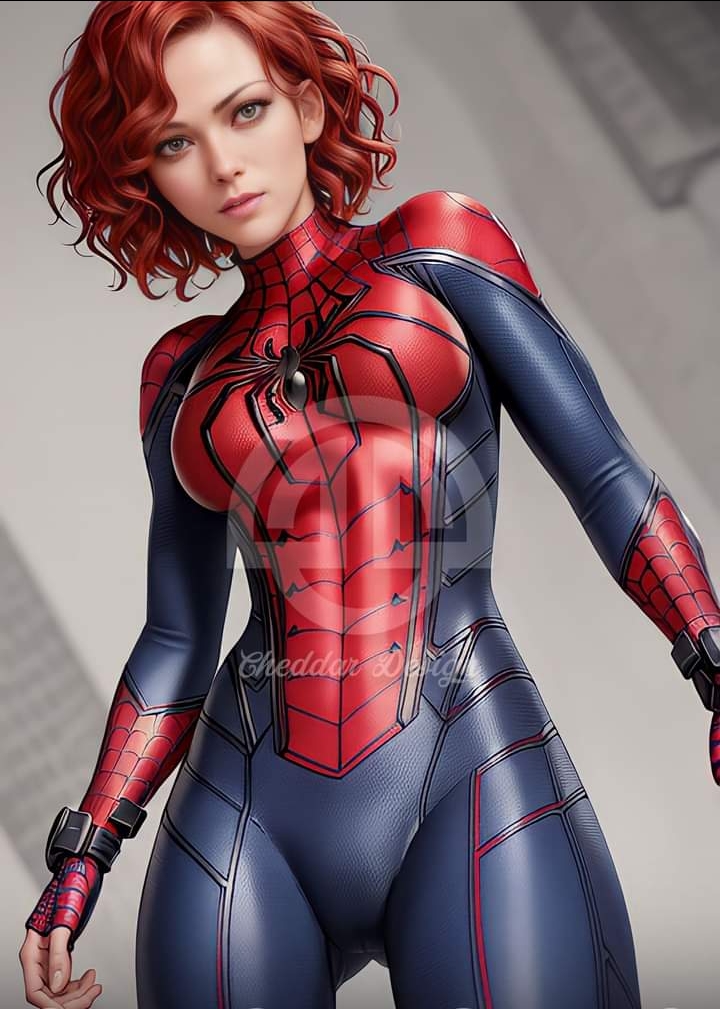 1girls, ai generated, big breasts, breasts, curvy, curvy female, female, female only, human, light skin, light-skinned female, marvel, marvel comics, mary jane watson, red hair, short hair, solo, spider-man (series), superheroine, tight clothing, wide hips