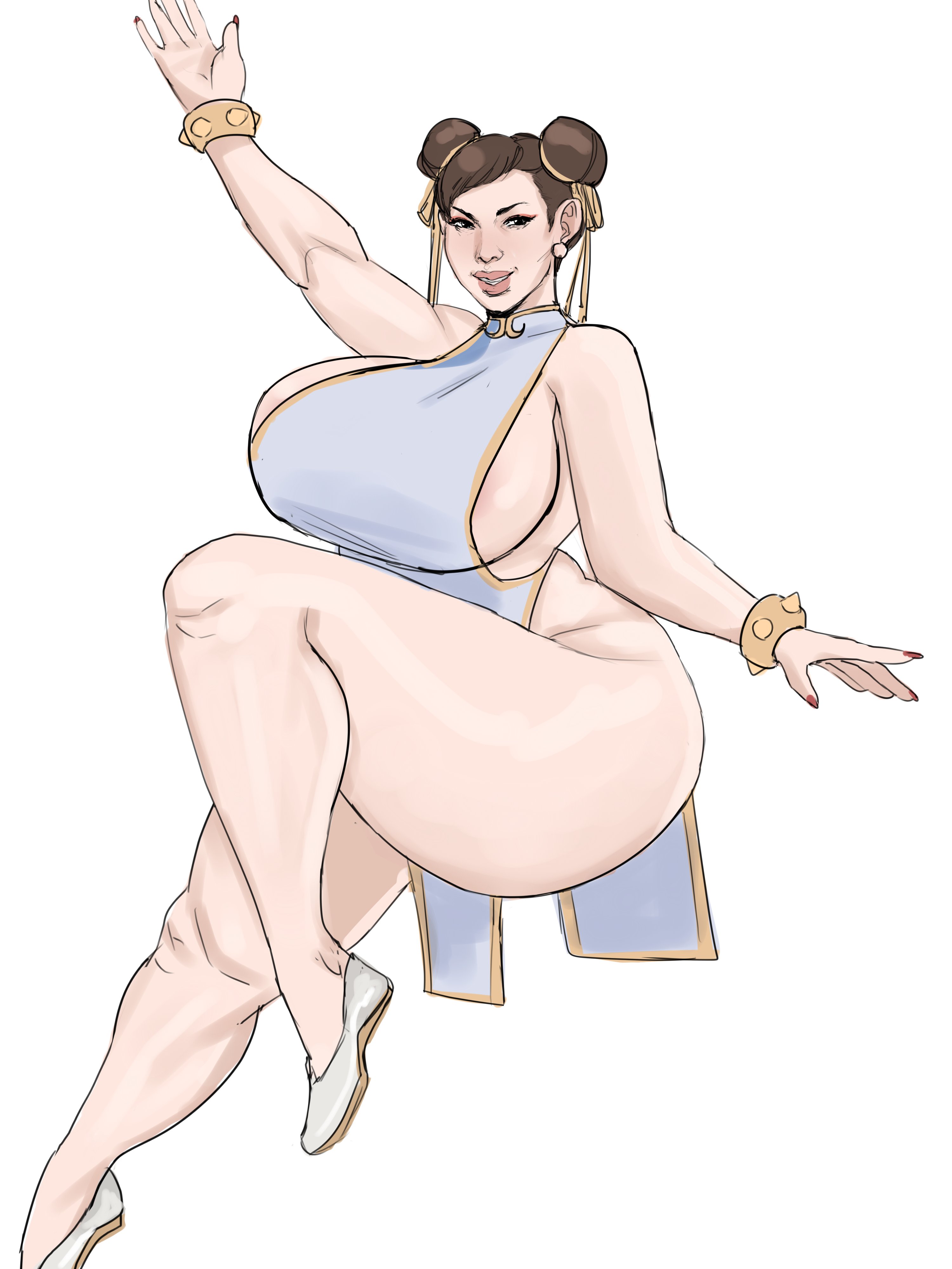 1girls, asian, asian female, ass, big ass, big breasts, breasts, brown hair, capcom, chun-li, fat ass, female, huge ass, huge breasts, large ass, large breasts, light skin, light-skinned female, looking at viewer, mature female, milf, pale skin, pale-skinned female, pose, posing, revealing clothes, skimpy, skimpy clothes, skimpy dress, smile, smiling at viewer, solo, street fighter, street fighter 6, thick, thick ass, thick hips, thick thighs, venus body, voluptuous, wide hips, ysr3215