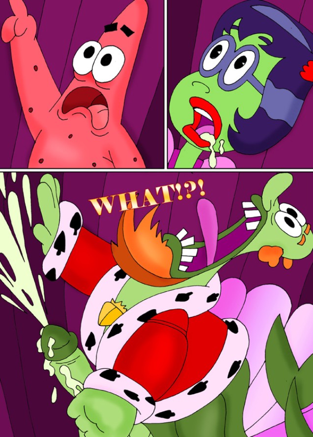 1girls 2boys cum female glasses male mermaid nickelodeon patrick_star princess_mindy smooth_skin spongebob_squarepants starfish yaoinami